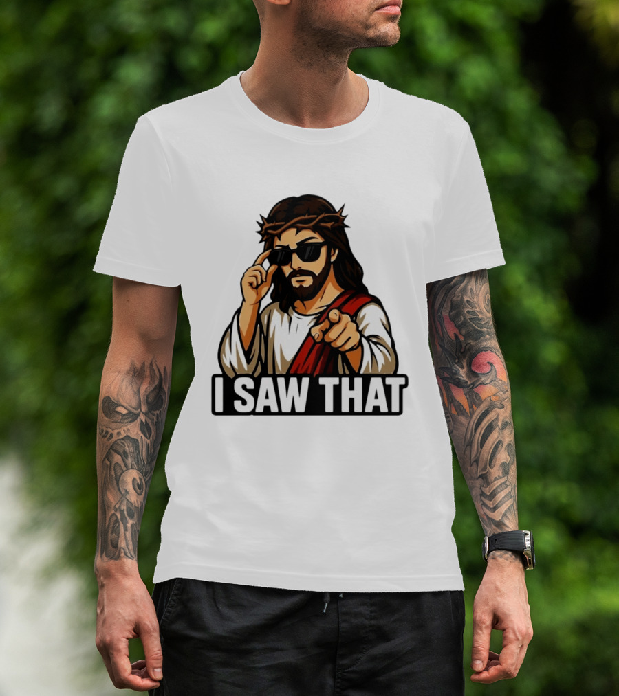 Jesus I Saw That Sunglasses Pointing Gesture T-Shirt