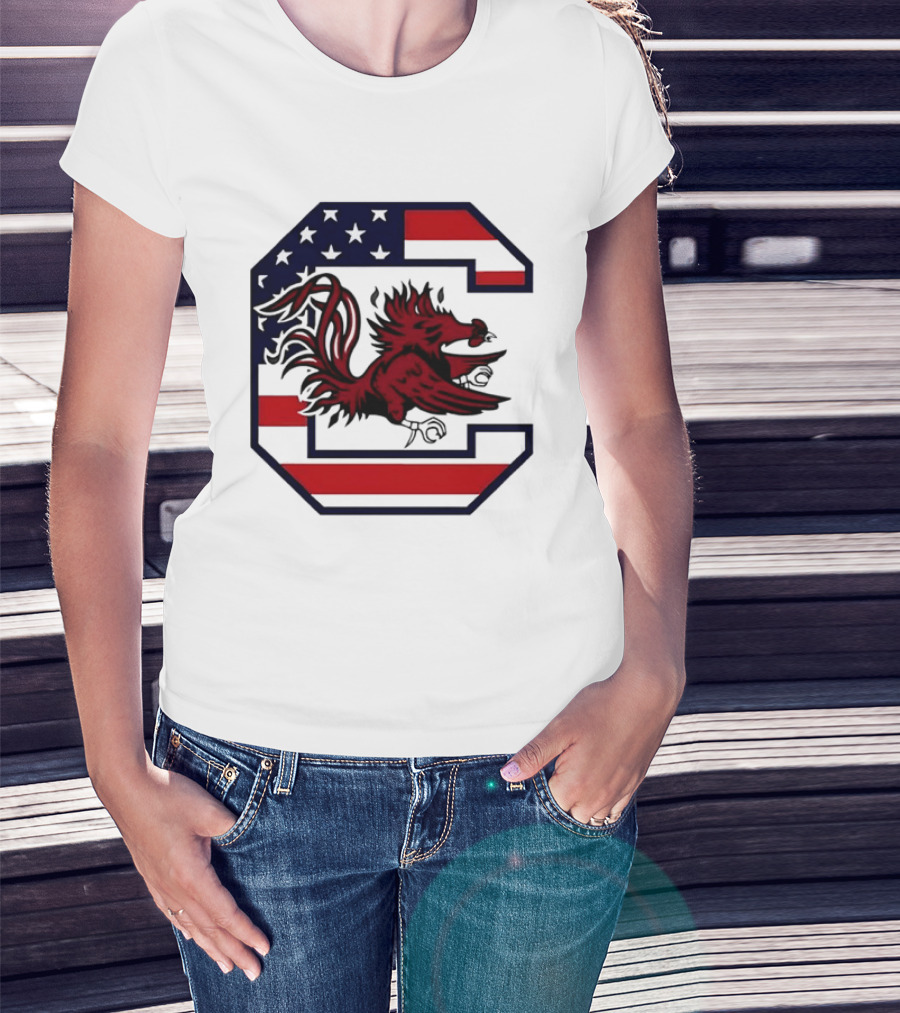 American Flag South Carolina Gamecocks C T-Shirt