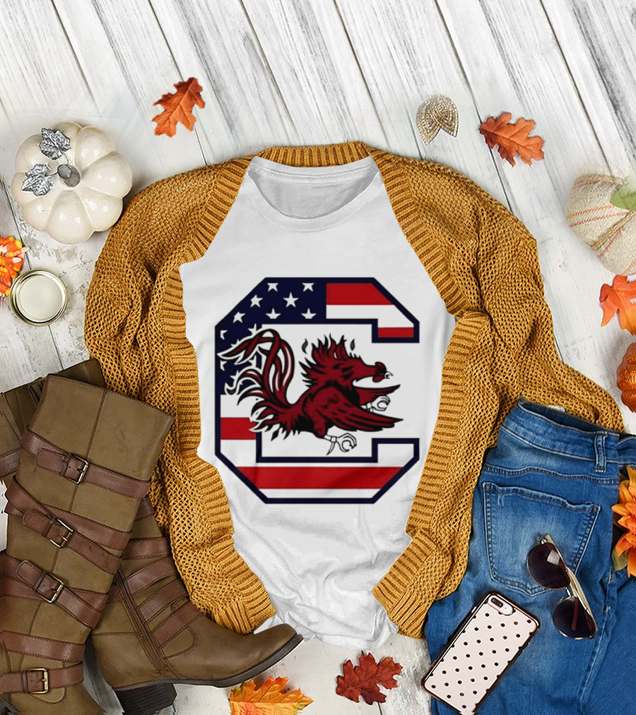 American Flag South Carolina Gamecocks C T-Shirt
