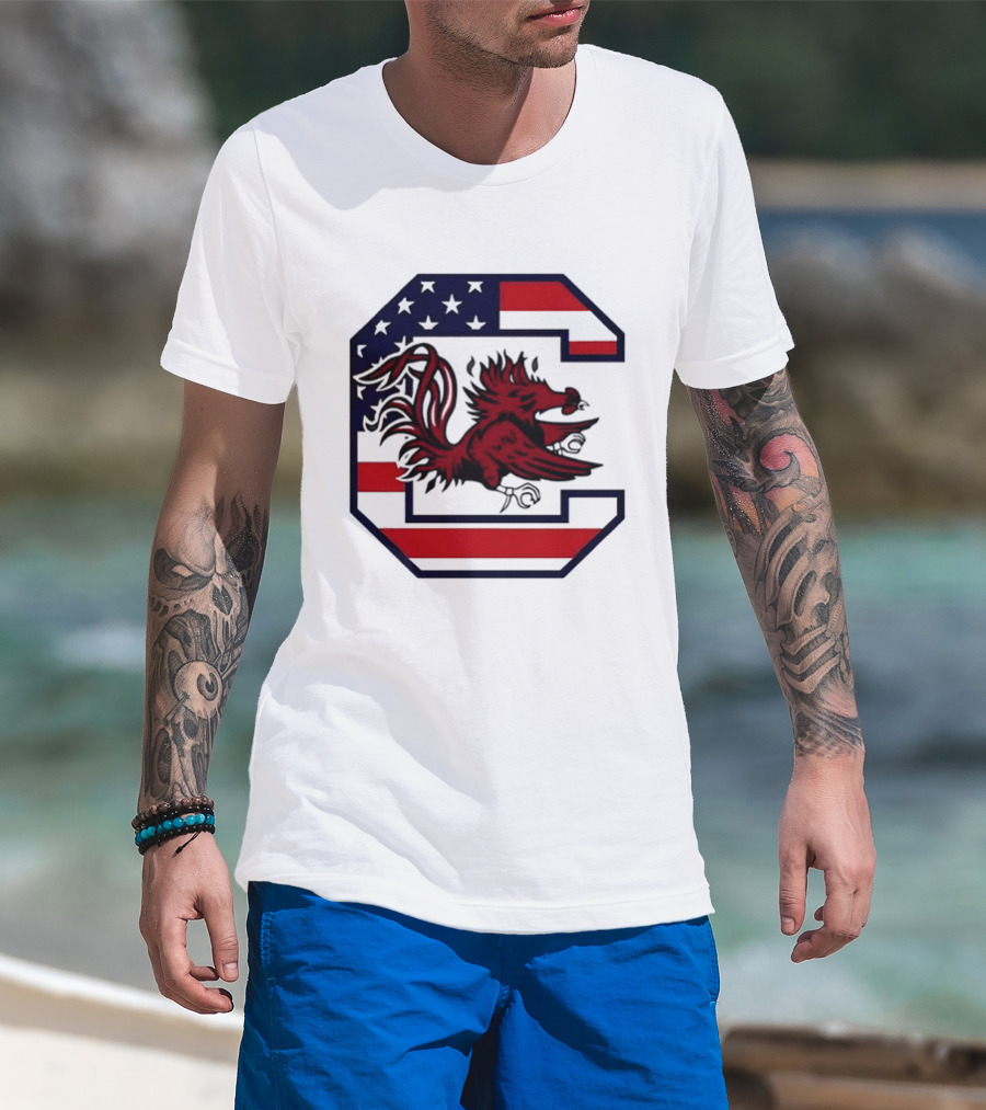 American Flag South Carolina Gamecocks C T-Shirt