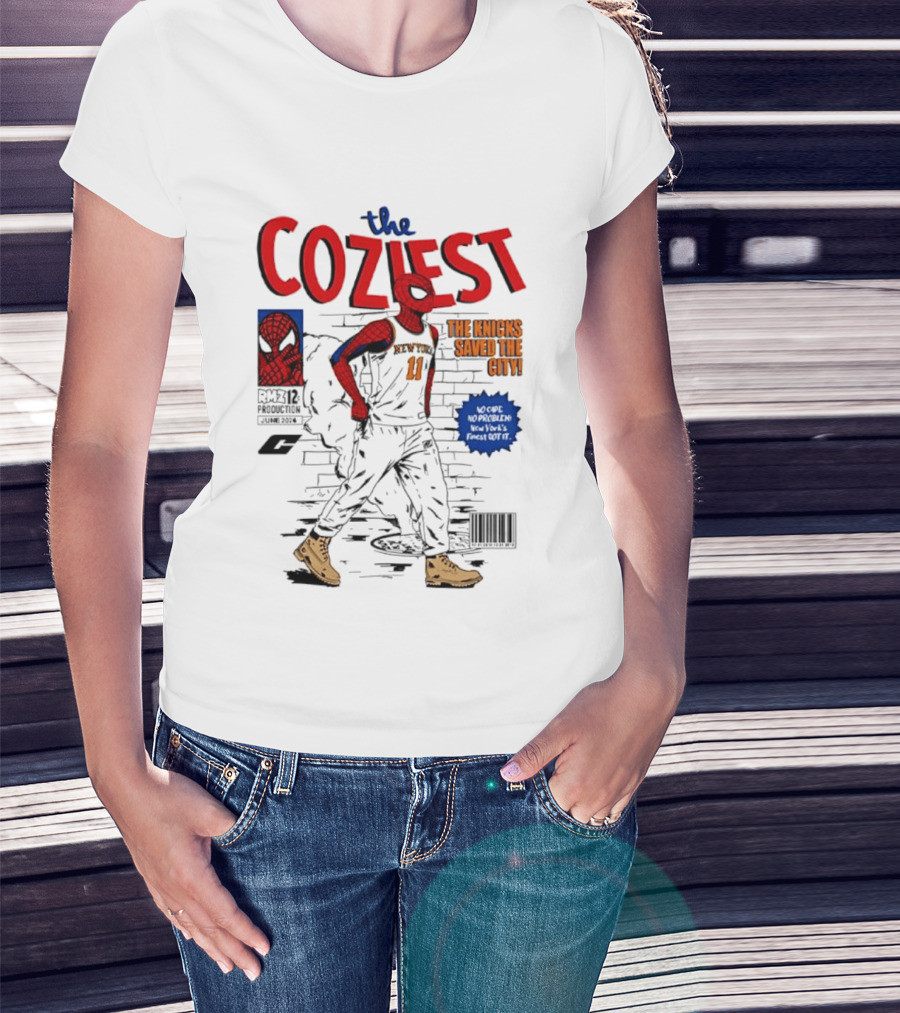 The Coziest Spider Man New York Knicks 01 The Knicks Saved The City No Cape No Problem T-Shirt