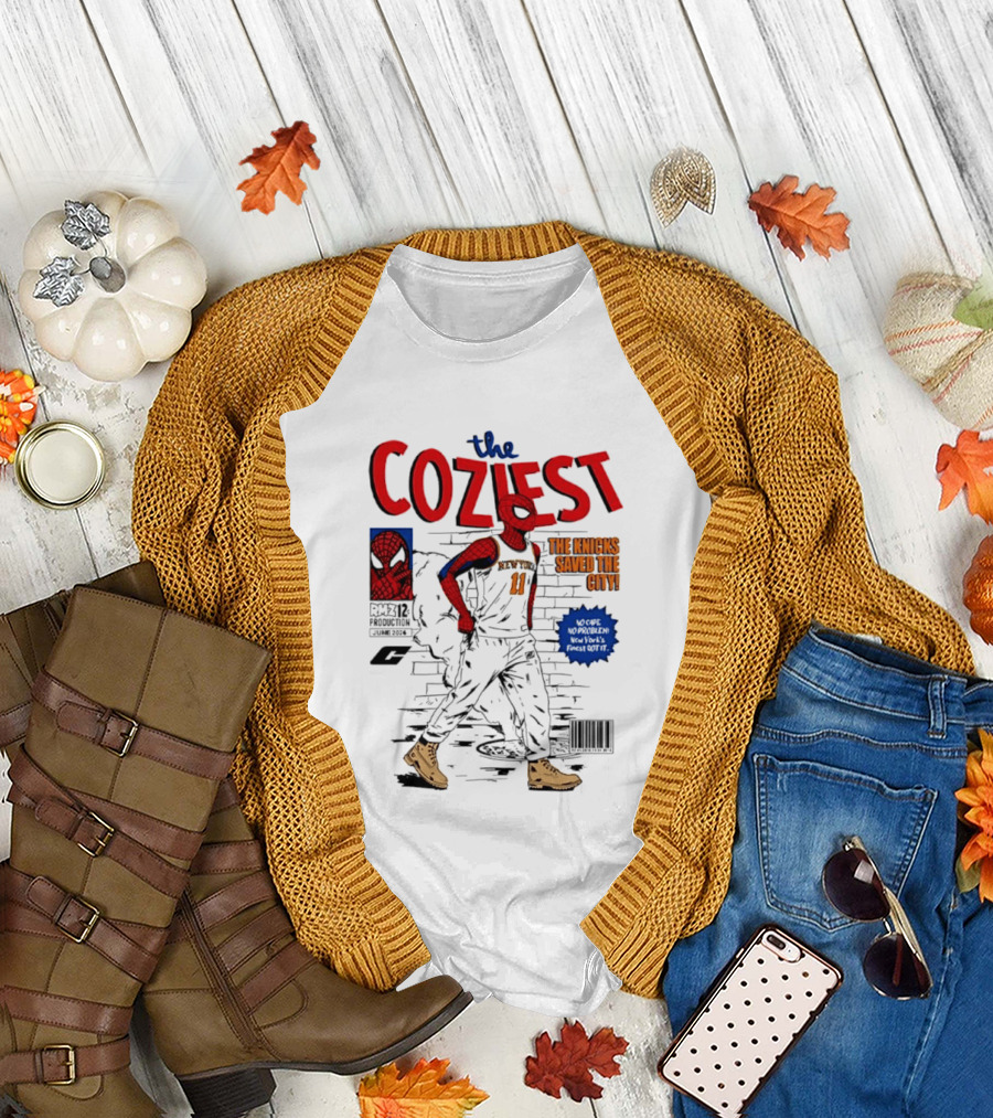 The Coziest Spider Man New York Knicks 01 The Knicks Saved the City No Cape No Problem T-Shirt