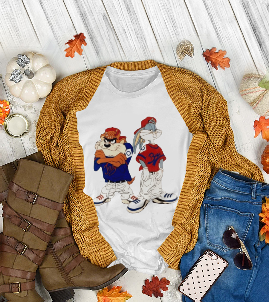 Taz Bugs Looney Tunes Baseball Style Casual Streetwear T-Shirt