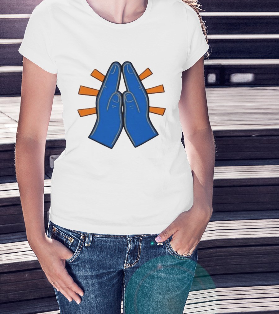 Please Just Make It All Worth It Blue Praying Hands Emoji T-Shirt