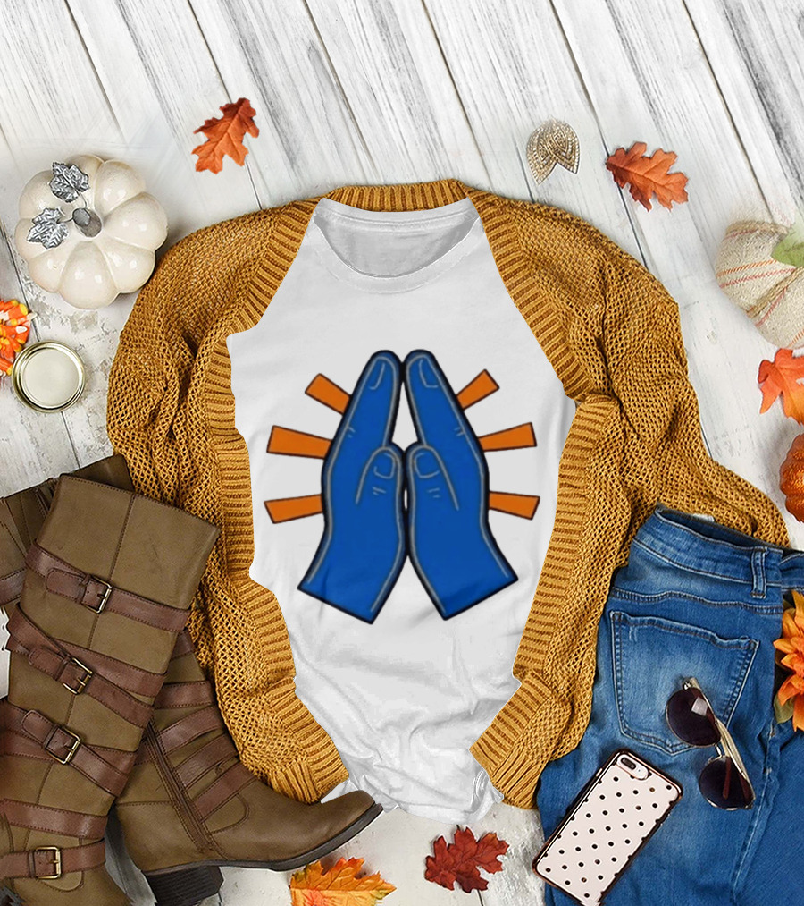 Please Just Make It All Worth It Blue Praying Hands Emoji T-Shirt