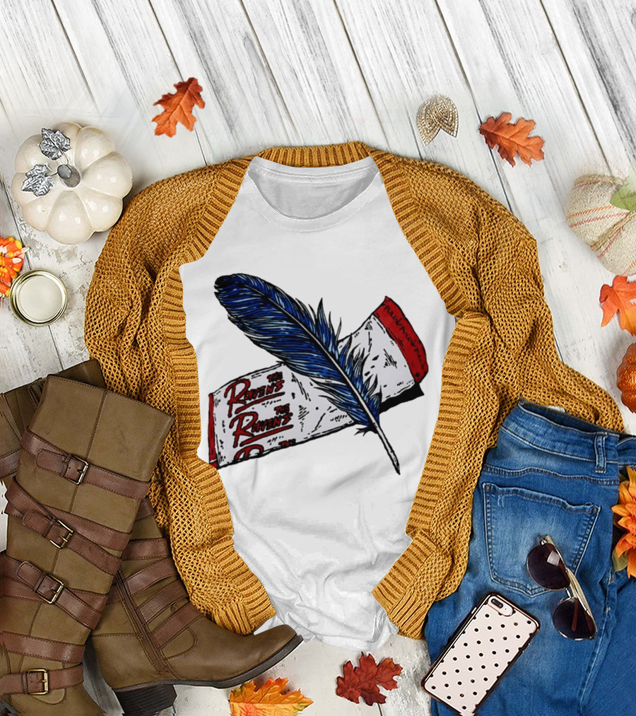 The Ravens Hirotton Blue Feather Pull Pull Pull T-Shirt