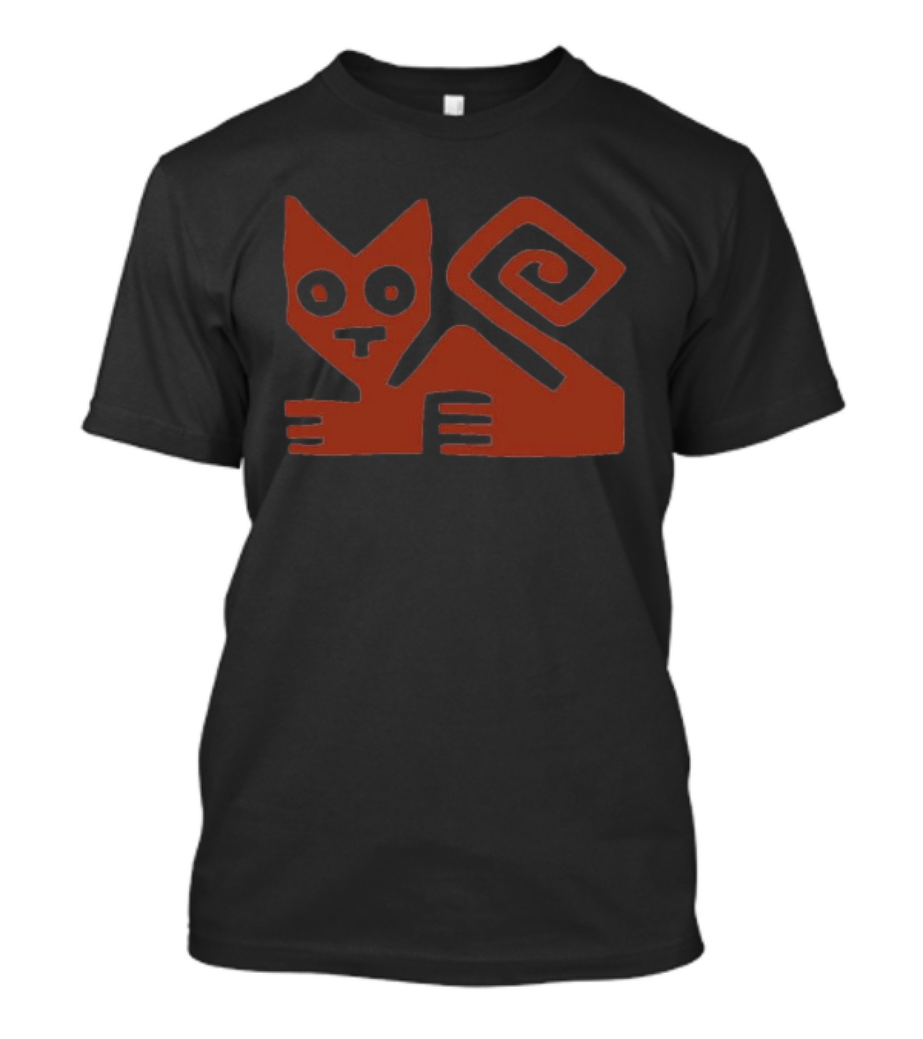 Cat Swirl Minimalist Red Geometric Feline T-Shirt