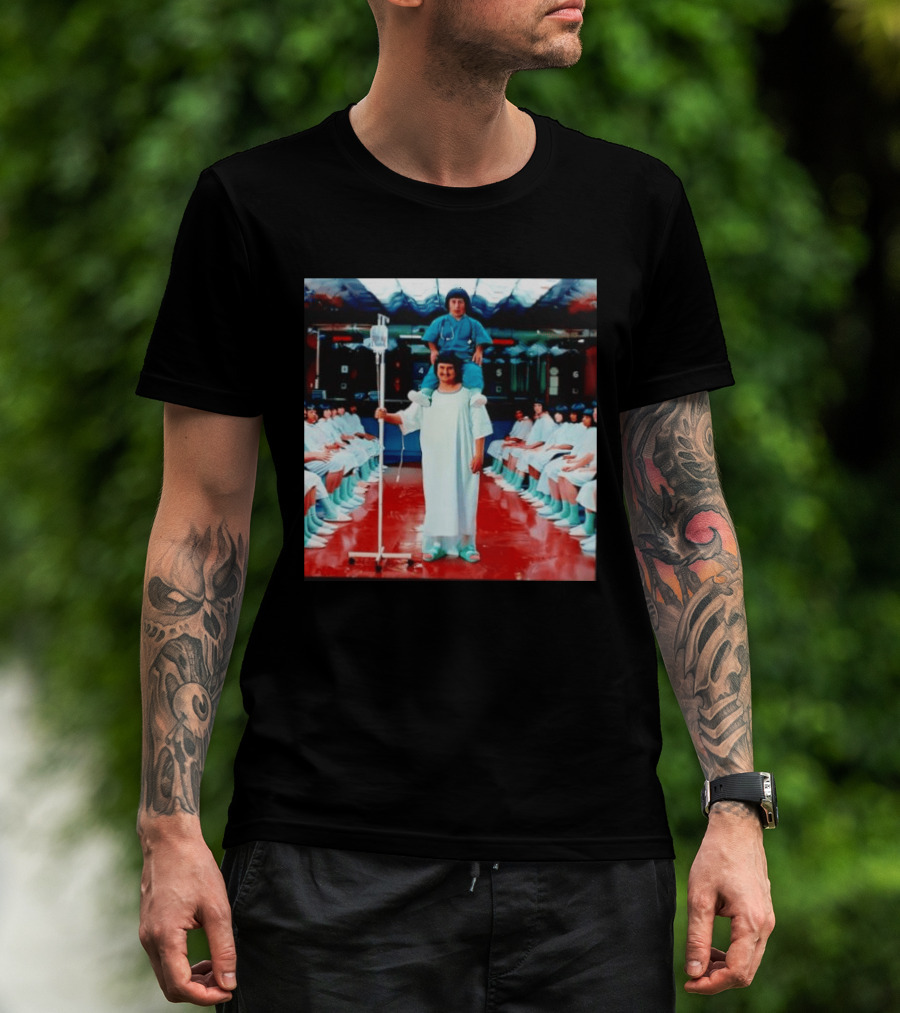 Doctor Riding On Patient Shoulders Hospital Room Surrealism T-Shirt