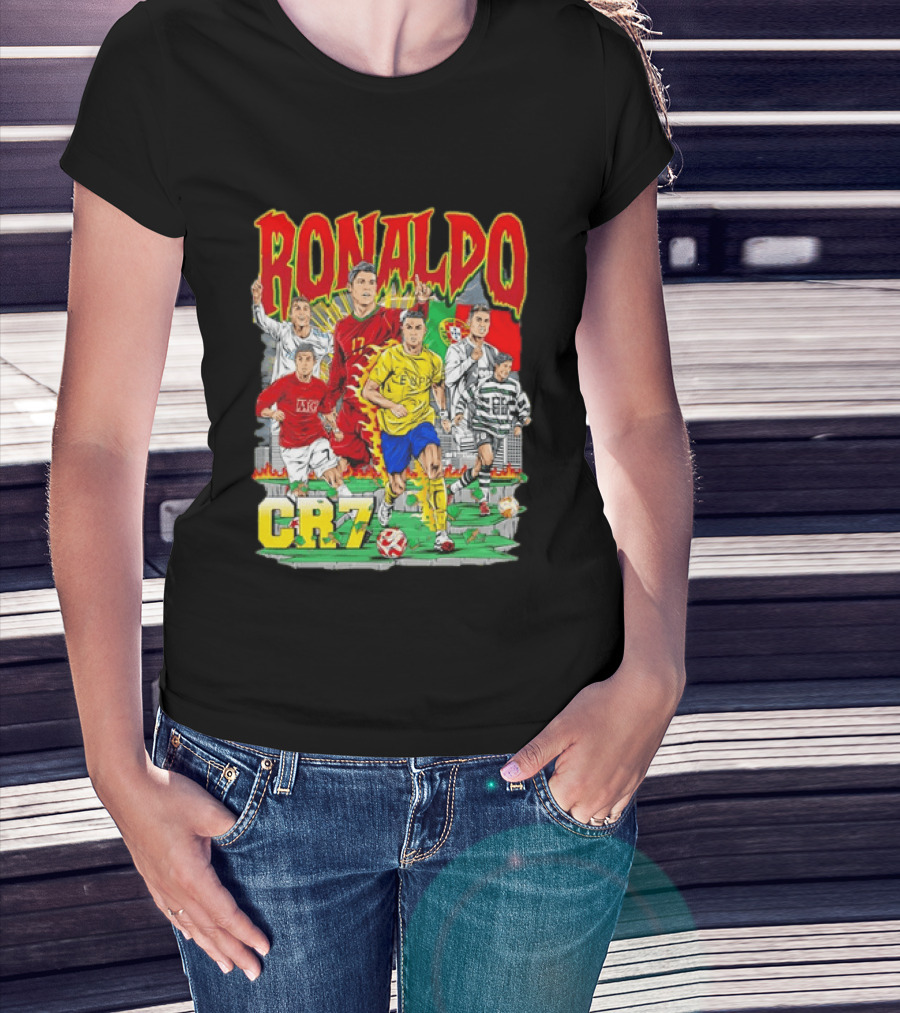 Ronaldo CR7 Football Icon In Action Sports Team Collection T-Shirt