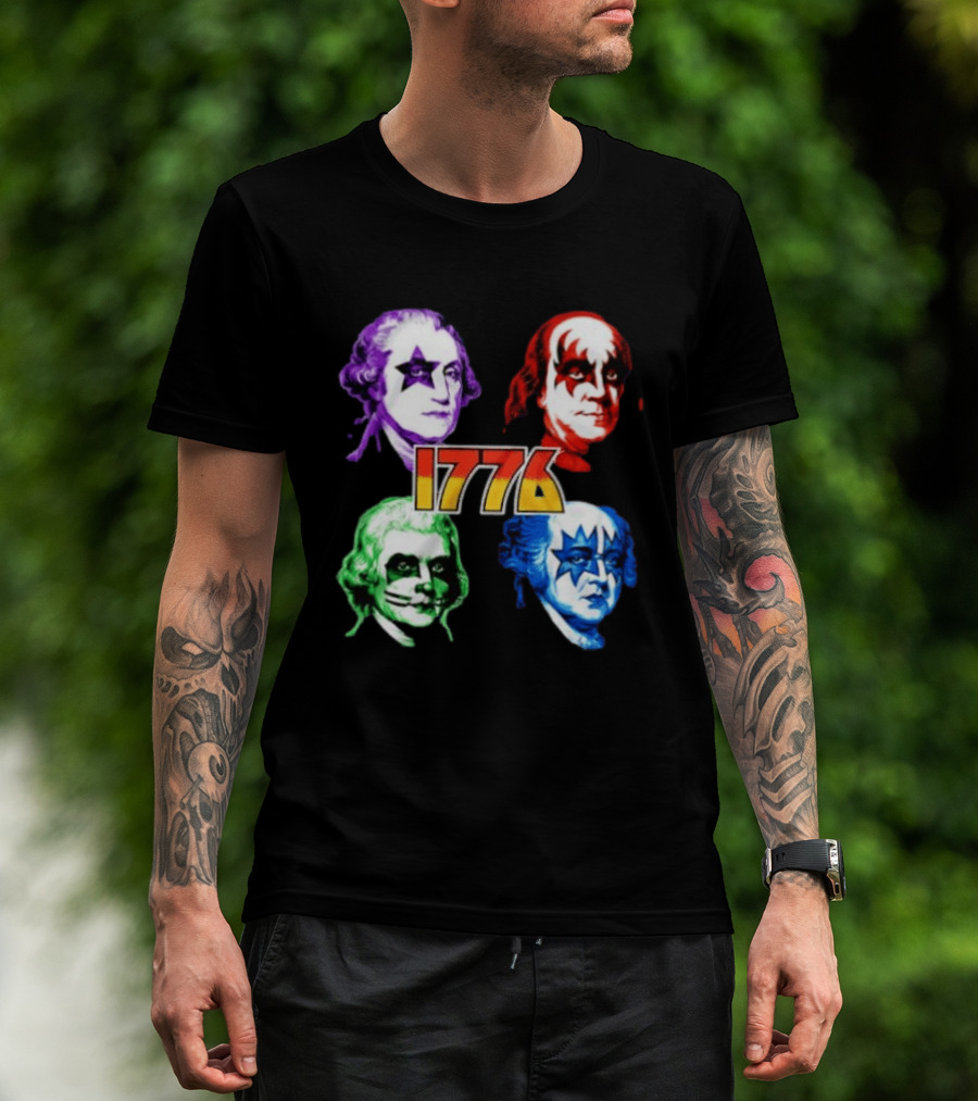 1776 Founding Fathers Rock Band George Washington Benjamin Franklin T-Shirt