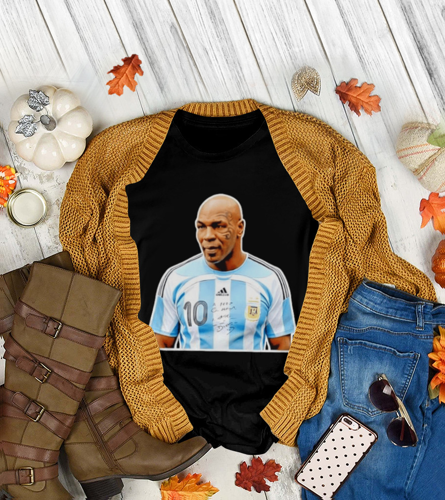 Mike Tyson Argentina National Football Team 10 A Dios Soccer Jersey T-Shirt