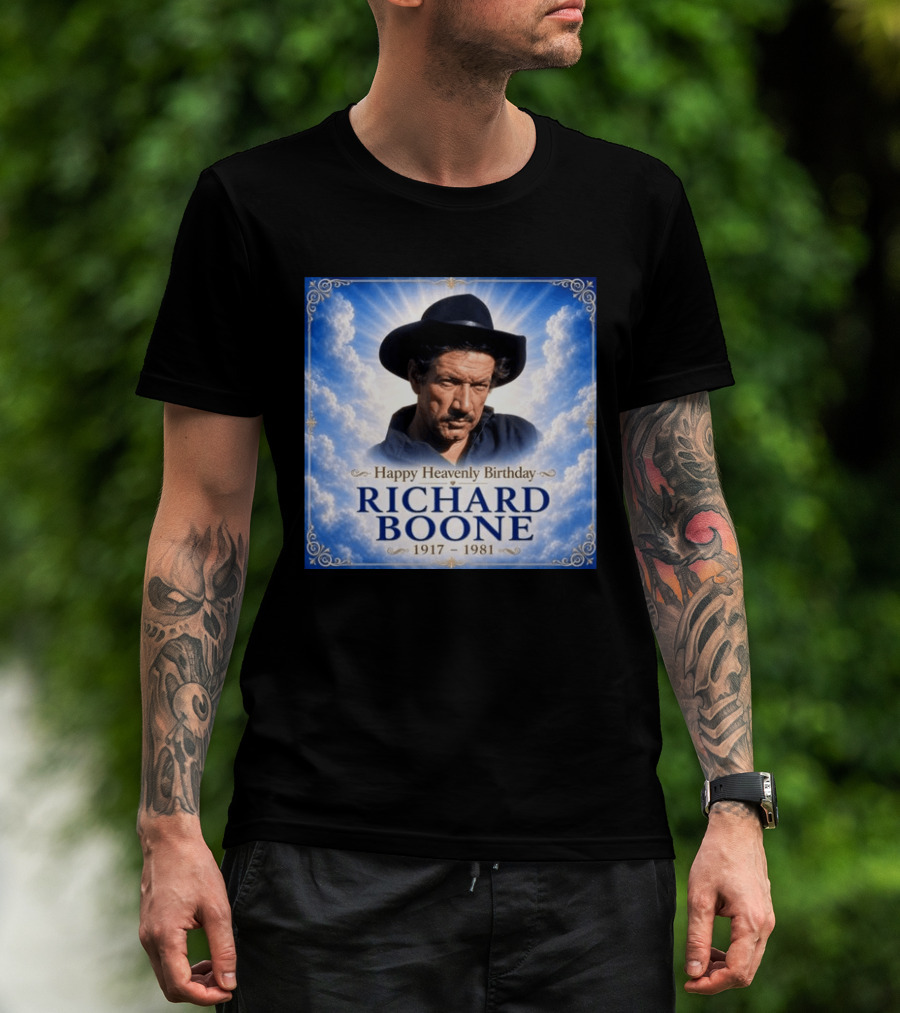 Happy Heavenly Birthday Richard Boone 1917 1981 Cloud T-Shirt