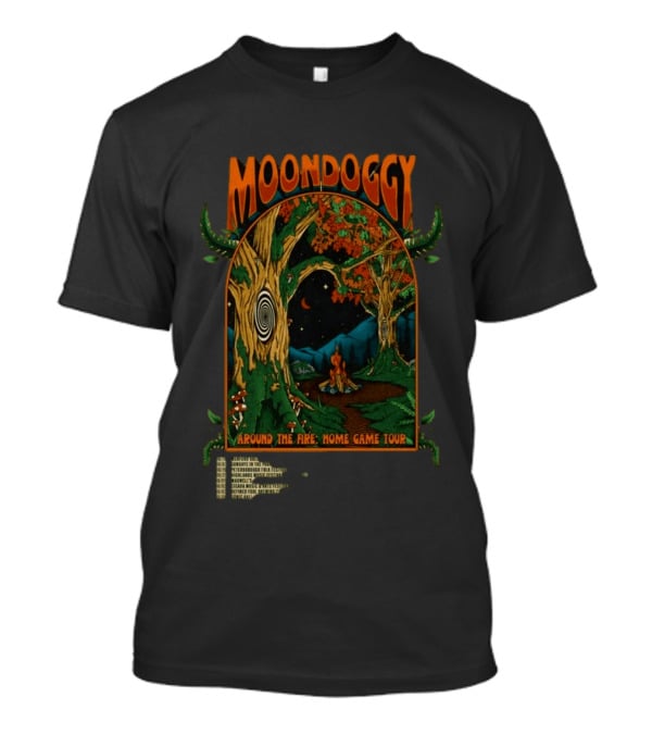 Moondoggy Around The Fire Home Game Tour 2026 Psychedelic Forest Campfire T-Shirt