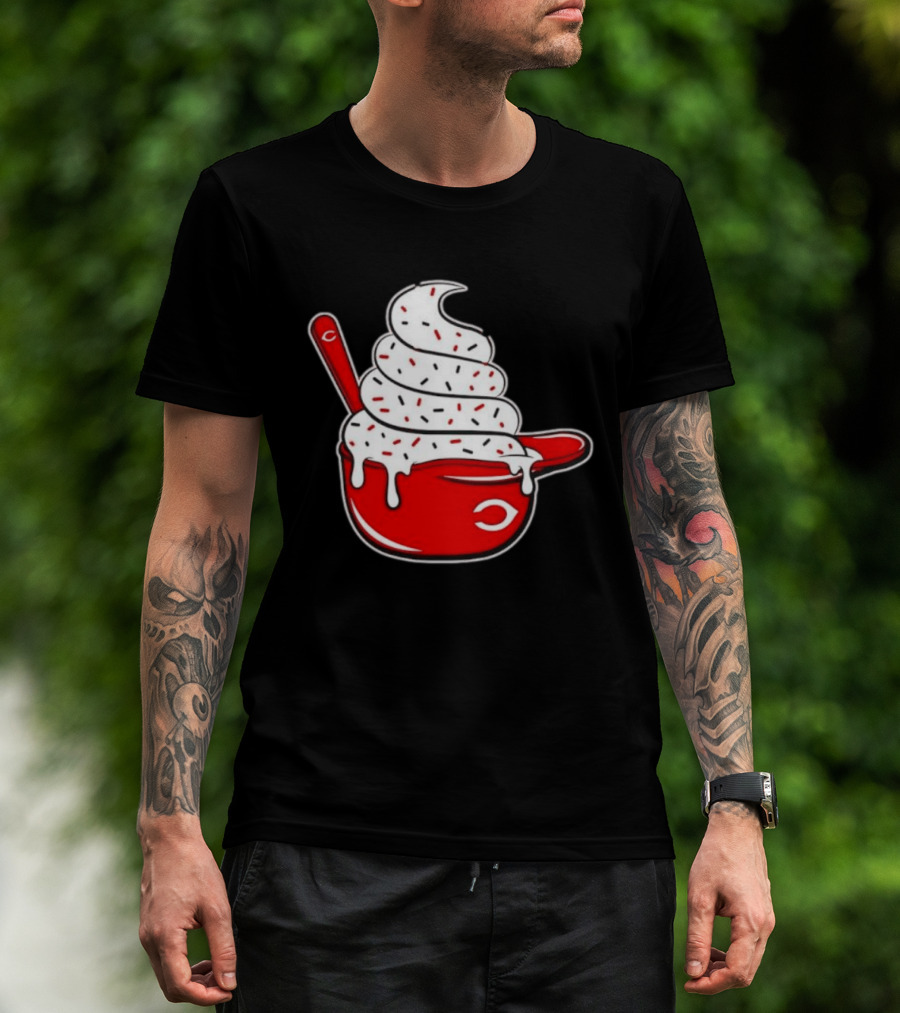 Cincinnati Reds Ice Cream Helmet With Sprinkles And Spoon T-Shirt