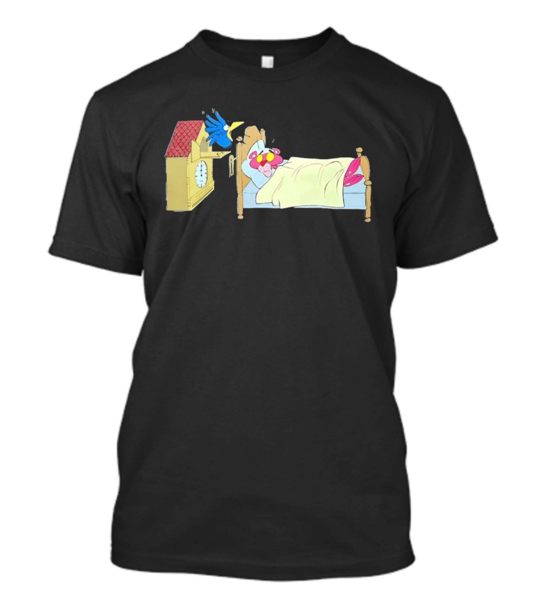 Onlyretro Pink Panther Startled Awake By Cuckoo Surprise T-Shirt