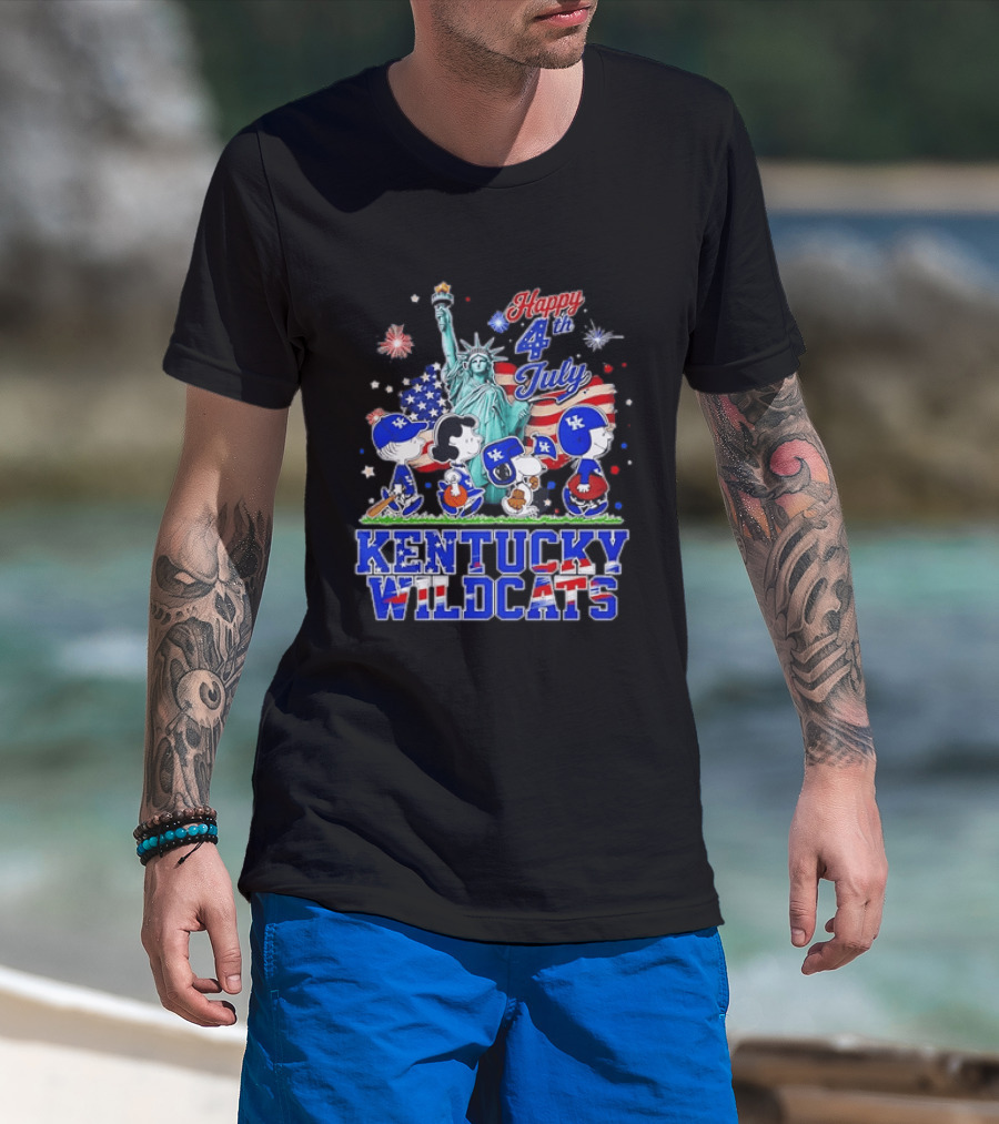 Happy 4th Of July Peanuts Kentucky Wildcats Independence Day Celebration T-Shirt