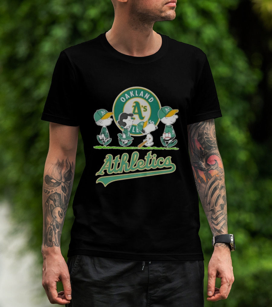 Peanuts Characters Oakland Athletics A's Team Major League Baseball Snoopy Charlie Brown Woodstock T-Shirt