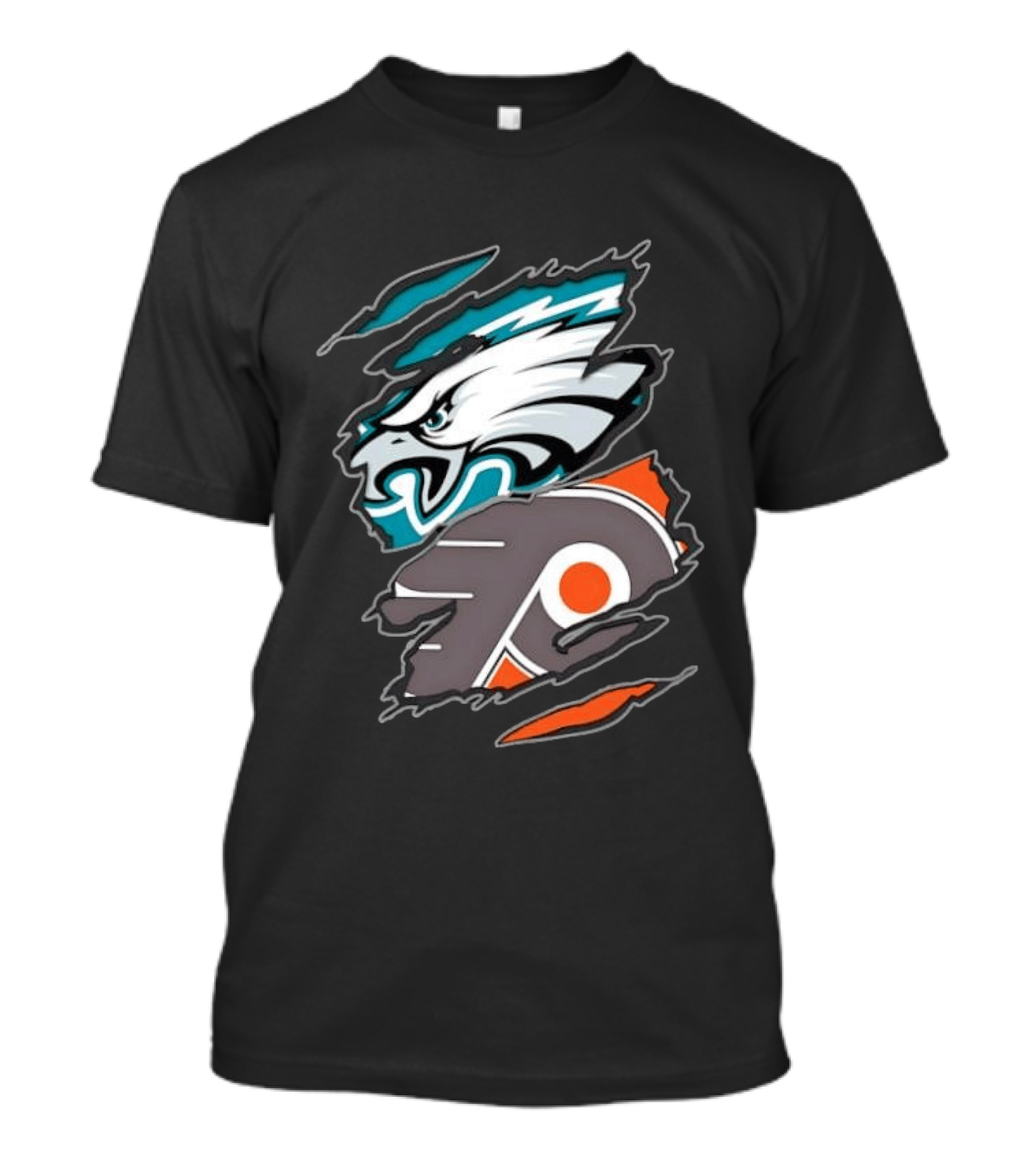 Philadelphia Eagles And Philadelphia Flyers Ripped Tear Sports Team T-Shirt