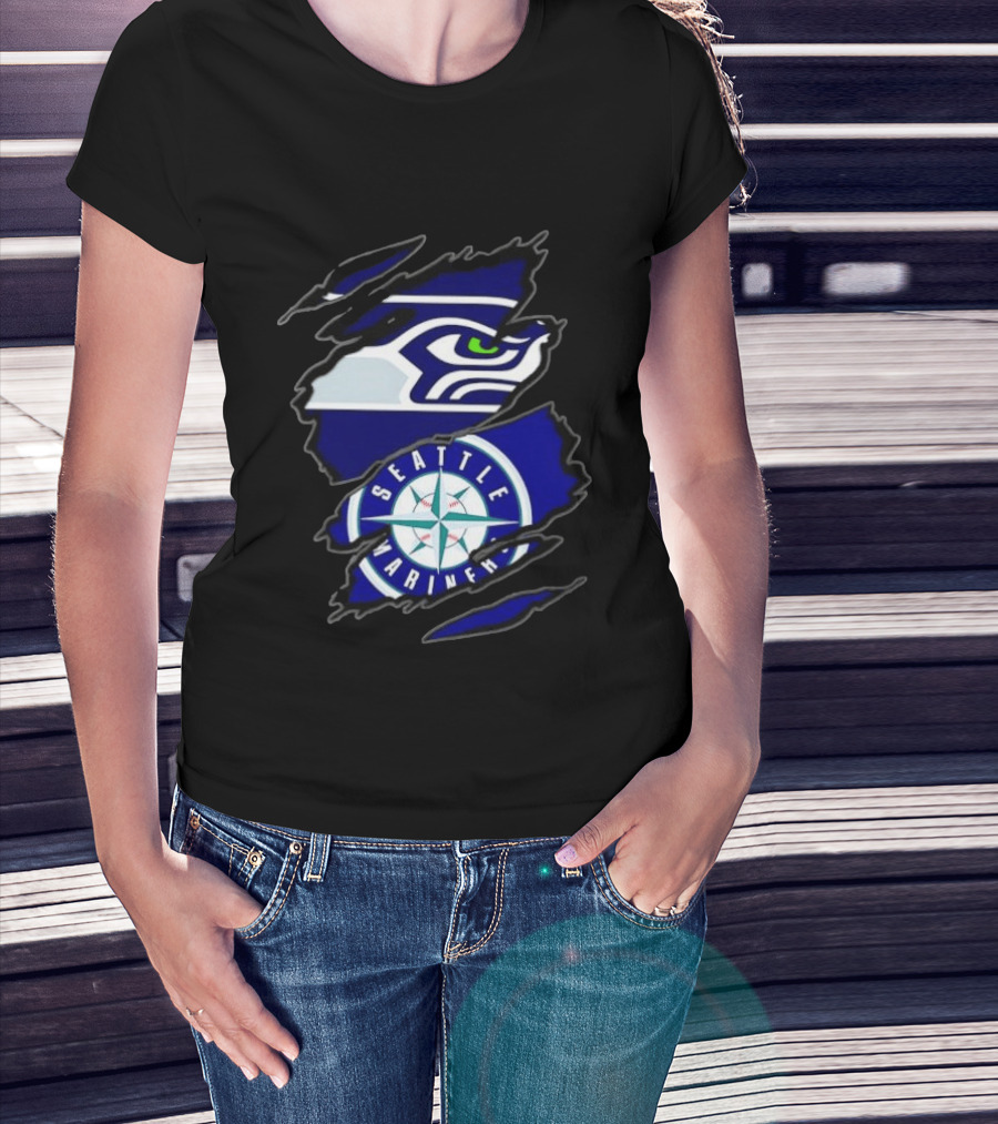 Seattle Seahawks Seattle Mariners Claw Rip T-Shirt