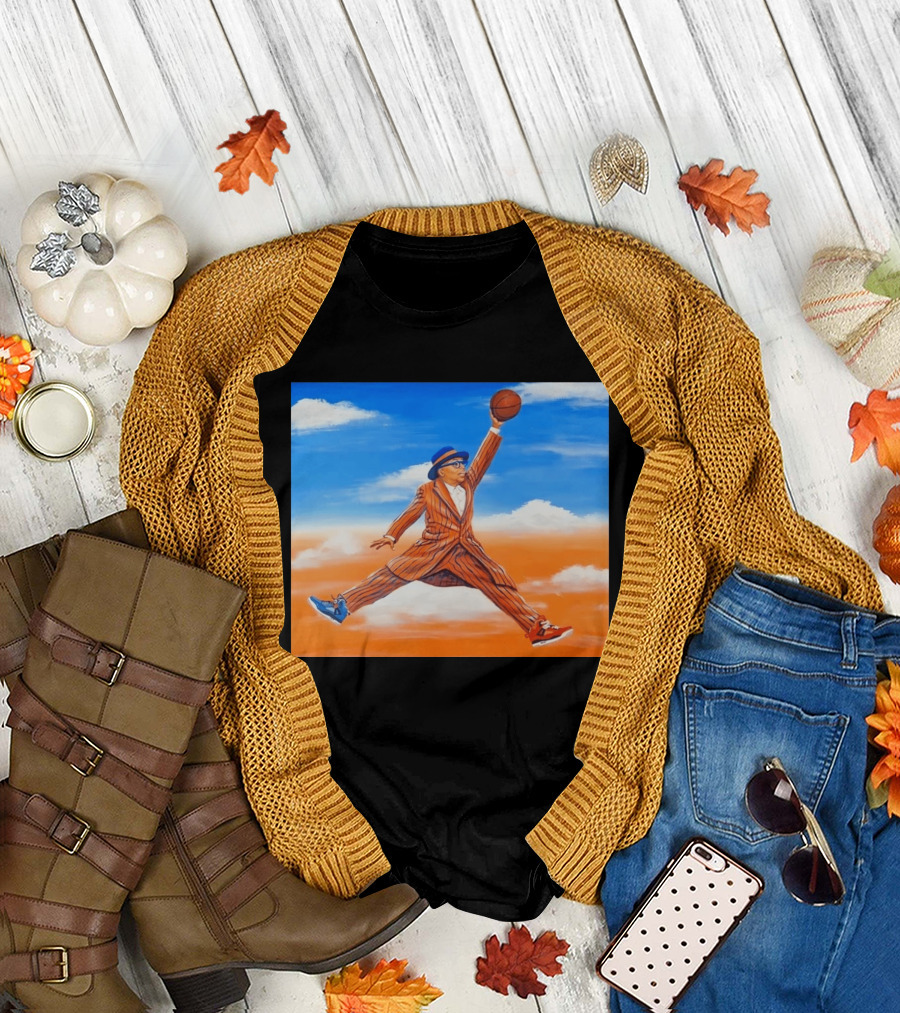 Spike Lee Jumping Basketball Air Jordan Jumpman Striped Suit Sky Sneakers T-Shirt