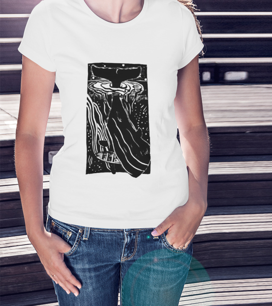 American Traditional Moby Dick Vintage Tattoo Style Whale Ocean Nautical T-Shirt