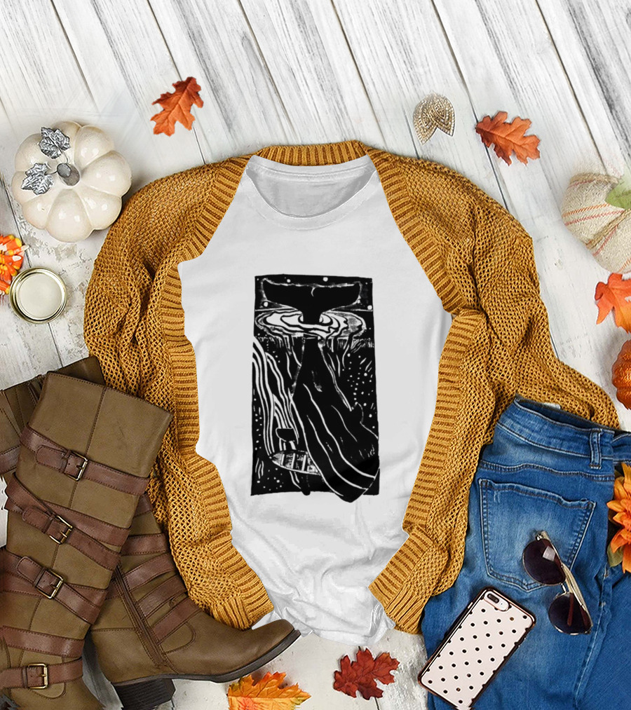 American Traditional Moby Dick Vintage Tattoo Style Whale Ocean Nautical T-Shirt