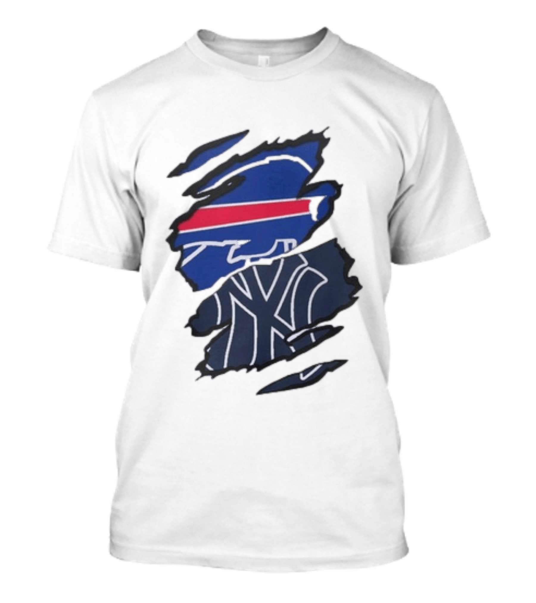 Buffalo Bills New York Yankees Split Collaboration Beneath The Surface T-Shirt