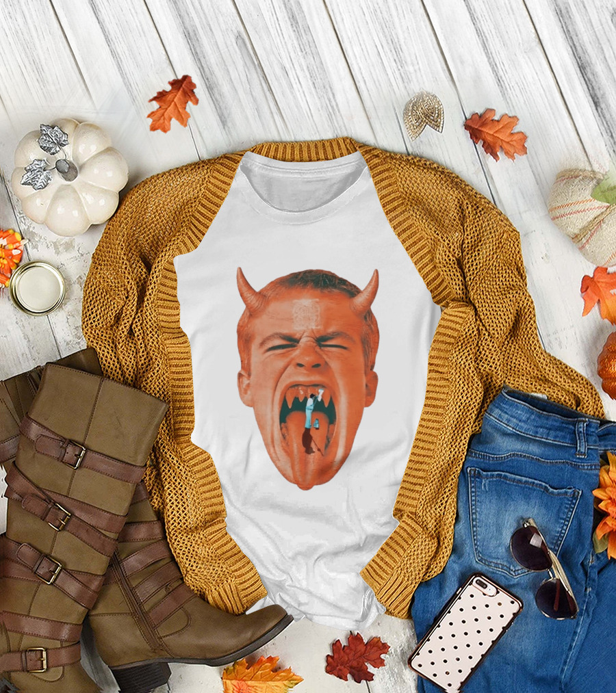 Cleaner Inside Devil Horned Head Yelling T-Shirt