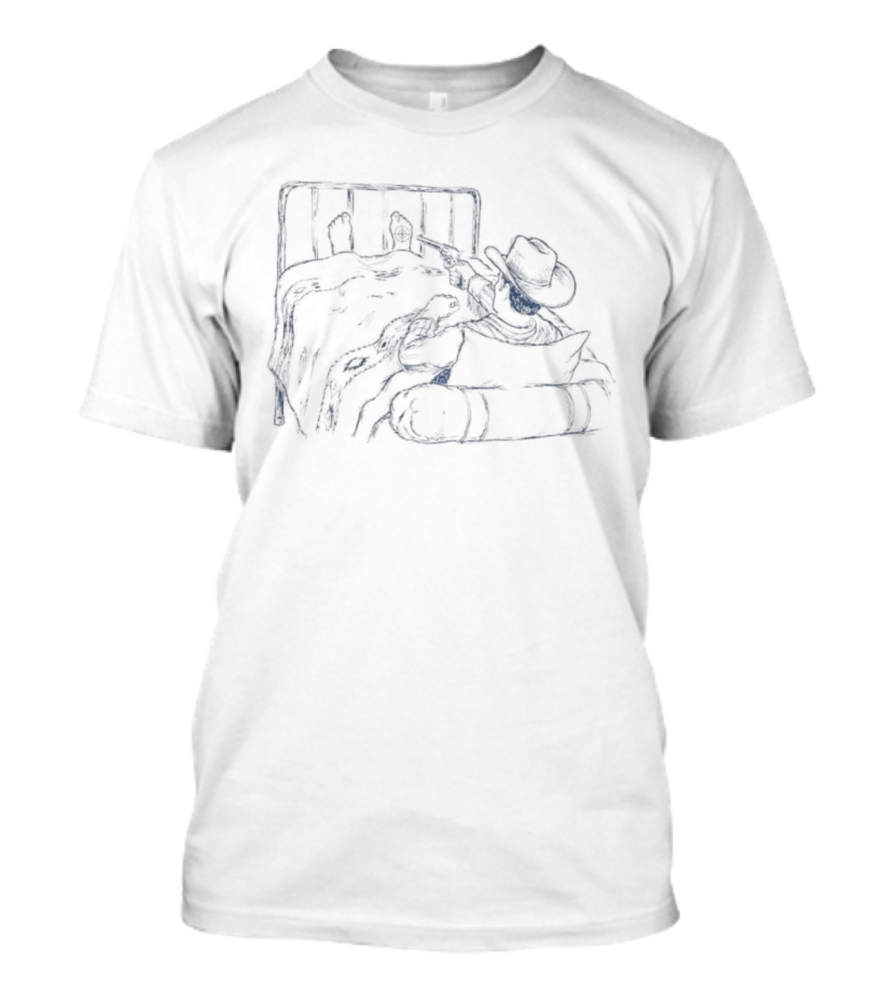 Liberty Maniacs Cowboy Shooting His Own Foot Sketch T-Shirt