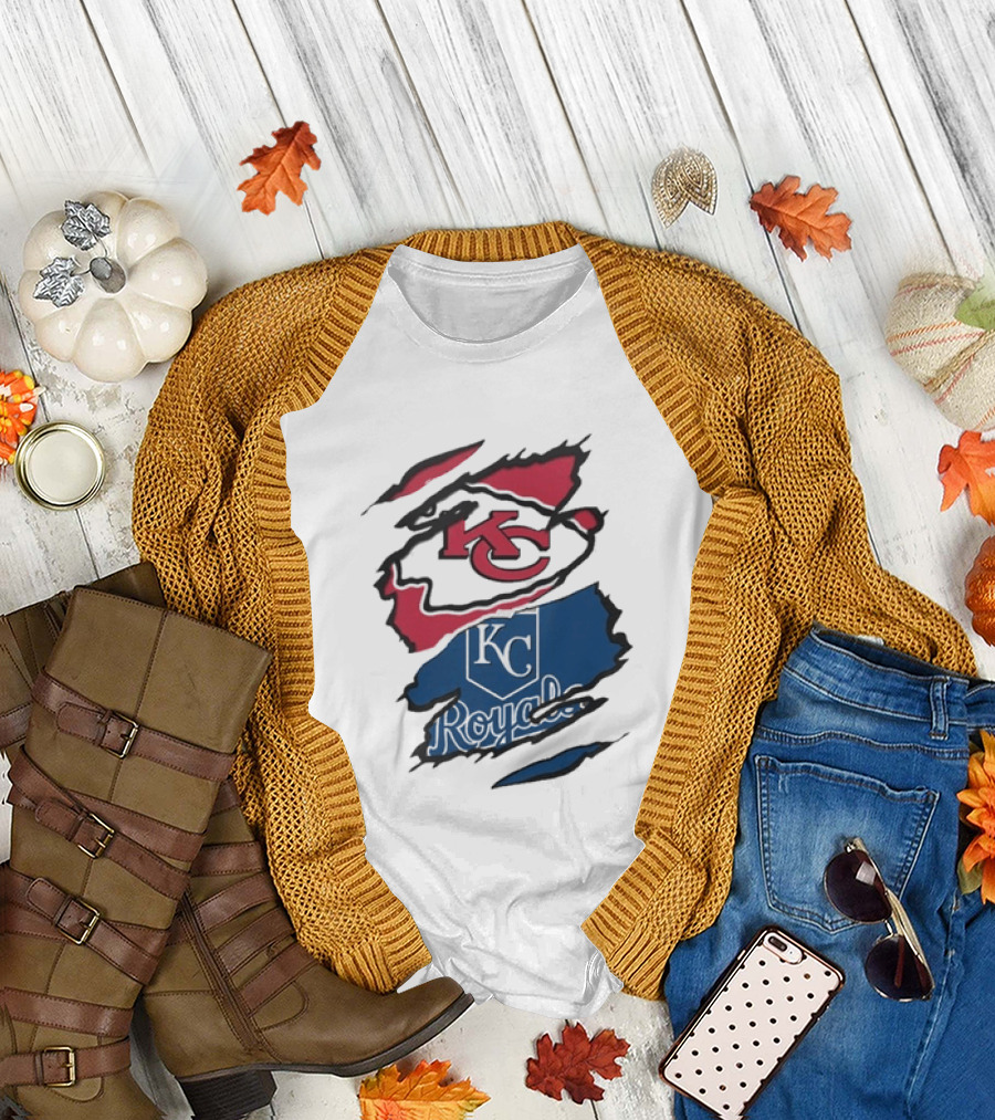 Kansas City Chiefs Royals KC Sports Crossover Beneath the Surface T-Shirt