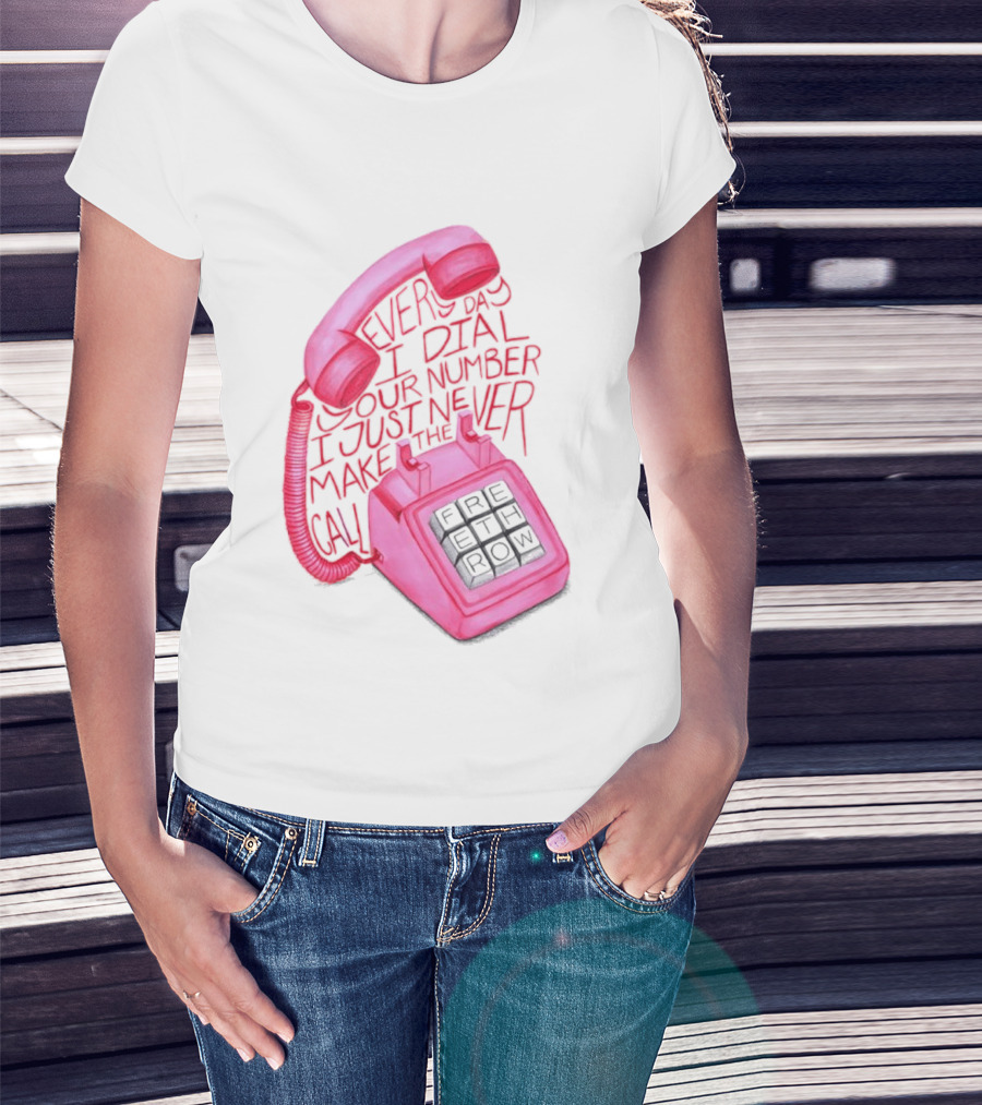Every Day I Dial Your Number I Just Never Make The Call Retro Pink Telephone T-Shirt