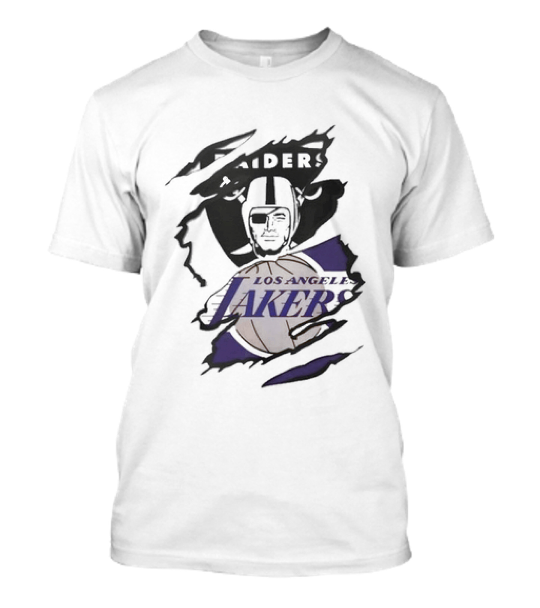 Las Vegas Raiders Los Angeles Lakers Beneath The Surface Raiders Helmet Basketball Fusion T-Shirt
