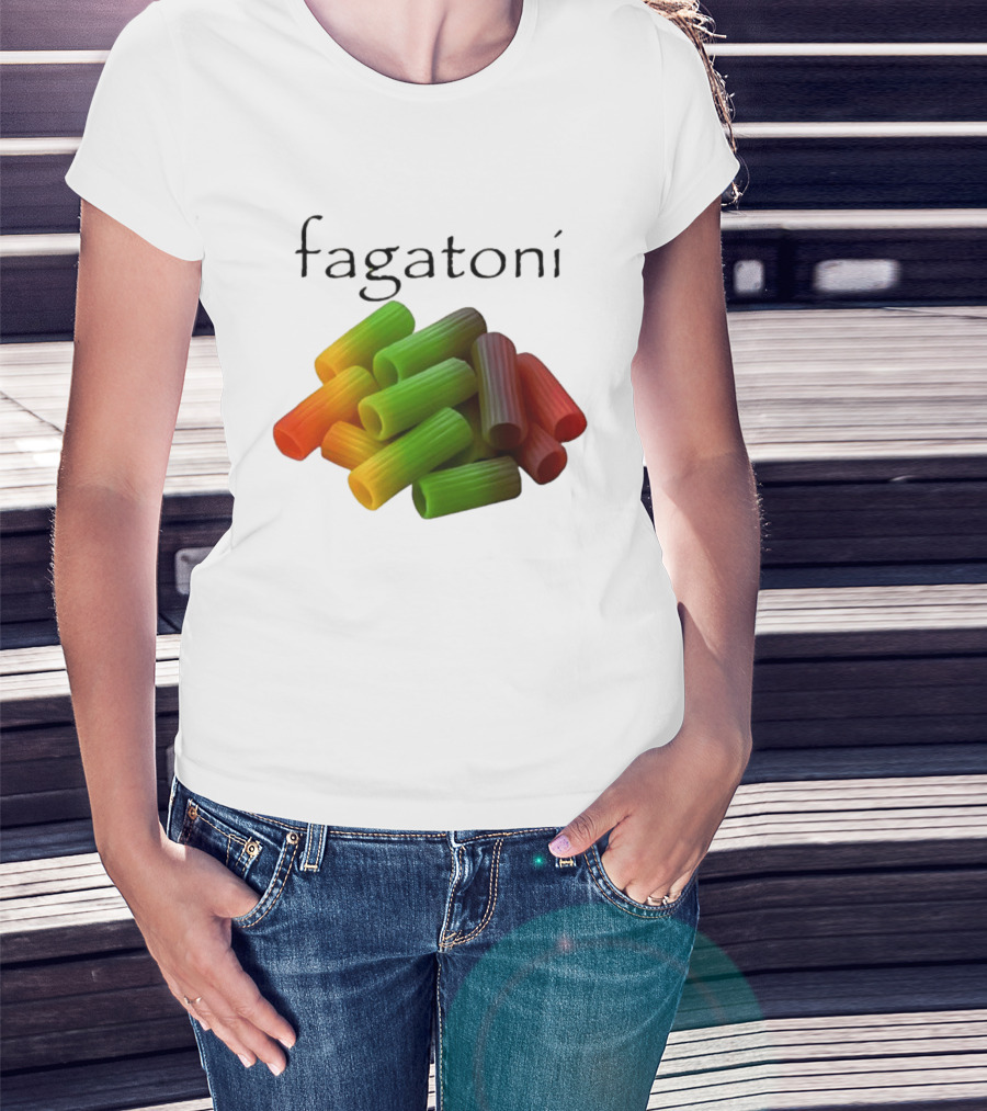 Fagatoni Rainbow Rigatoni Pasta Food Joke Pun LGBTQ+ Pride Humor T-Shirt