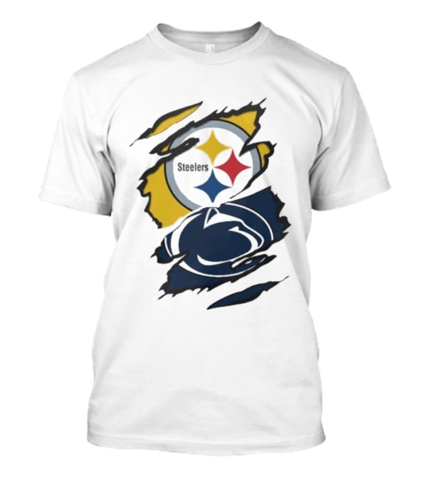 Pittsburgh Steelers Penn State Scratched Logo Fusion Beneath The Surface T-Shirt