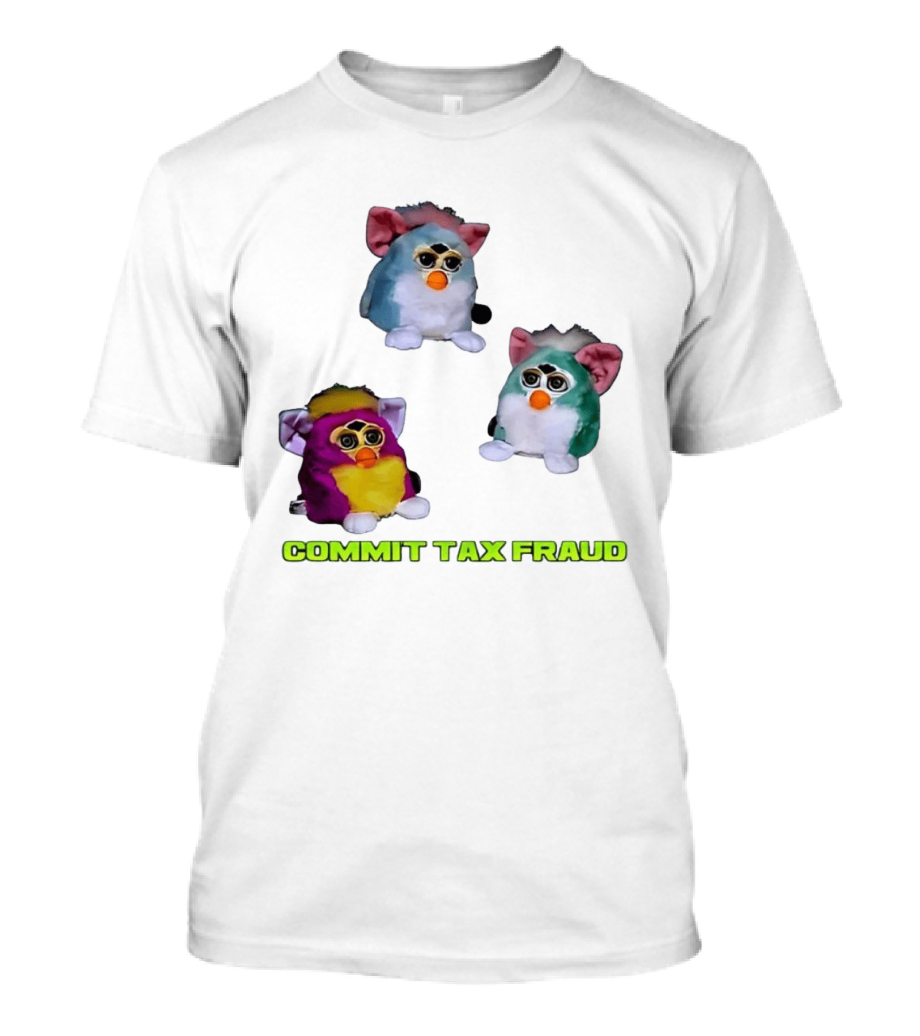 Furby Aesthetic Commit Tax Fraud Multi Color Collection T-Shirt