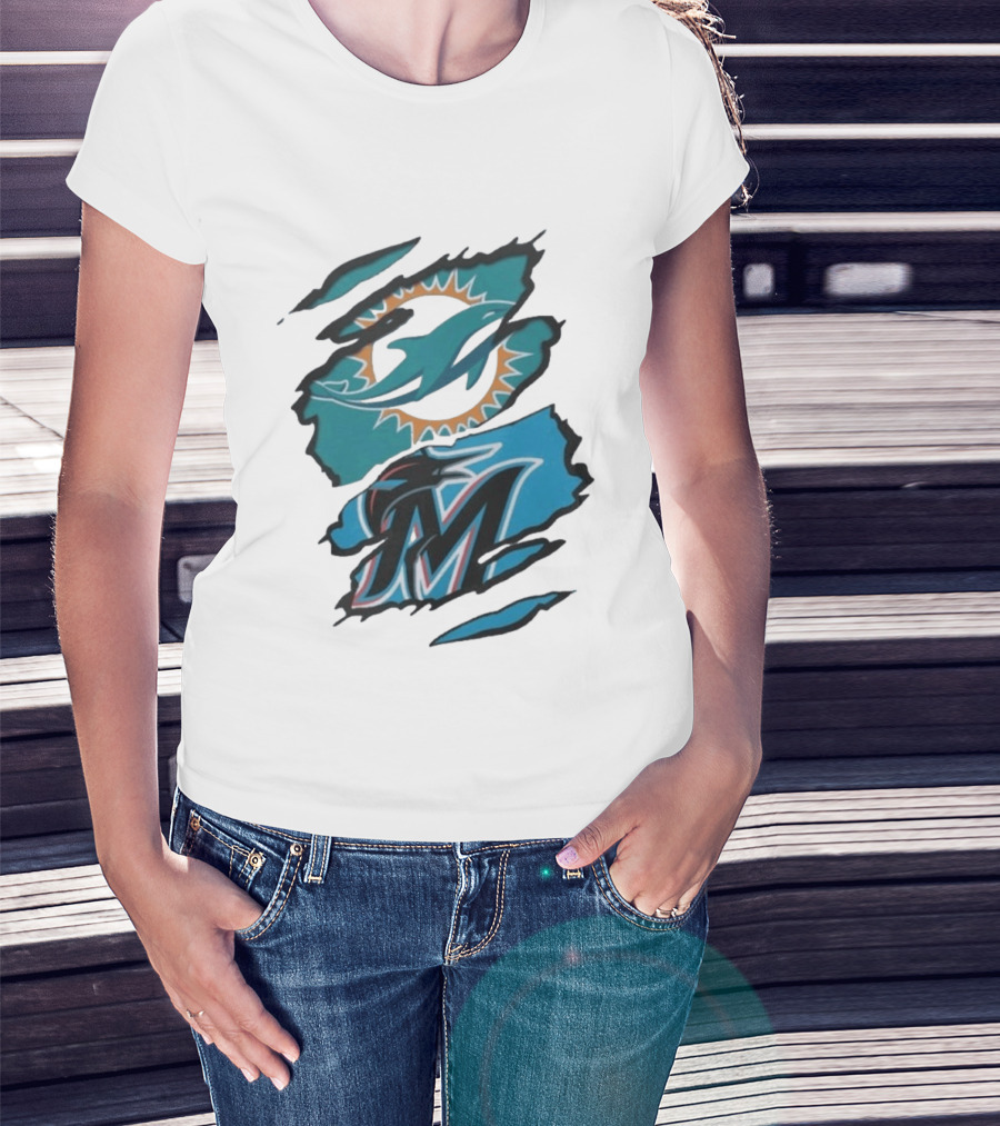 Miami Dolphins Marlins Beneath The Surface NFL MLB T-Shirt
