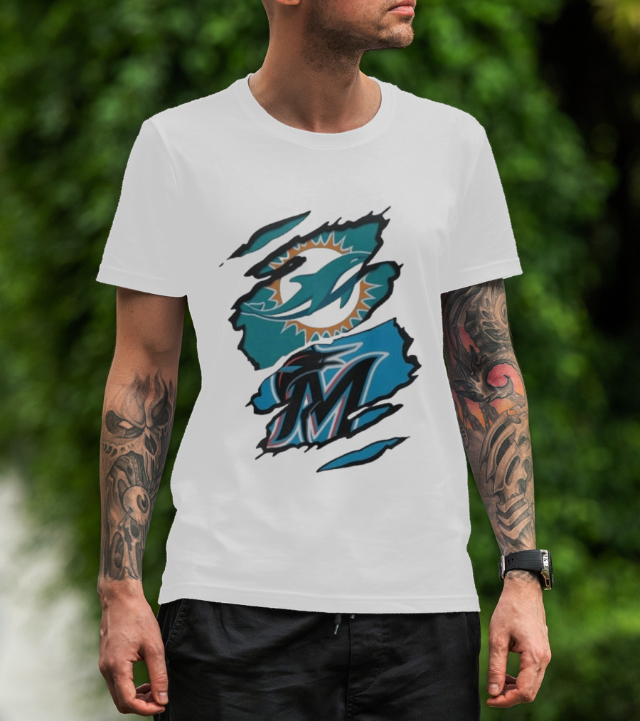 Miami Dolphins Marlins Beneath The Surface NFL MLB T-Shirt