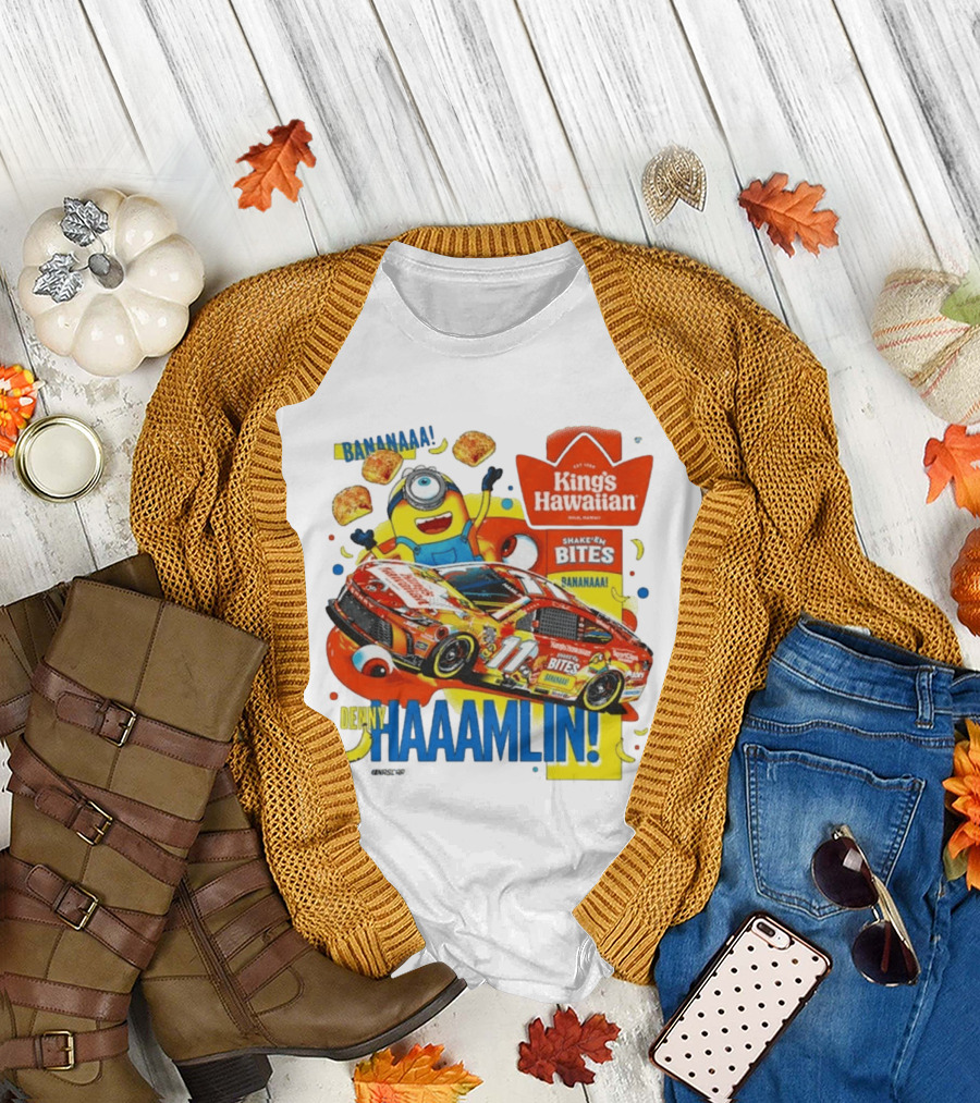 Minions Bananaa with Denny Hamlin King's Hawaiian Shake 'n Bites Racing 2026 T-Shirt