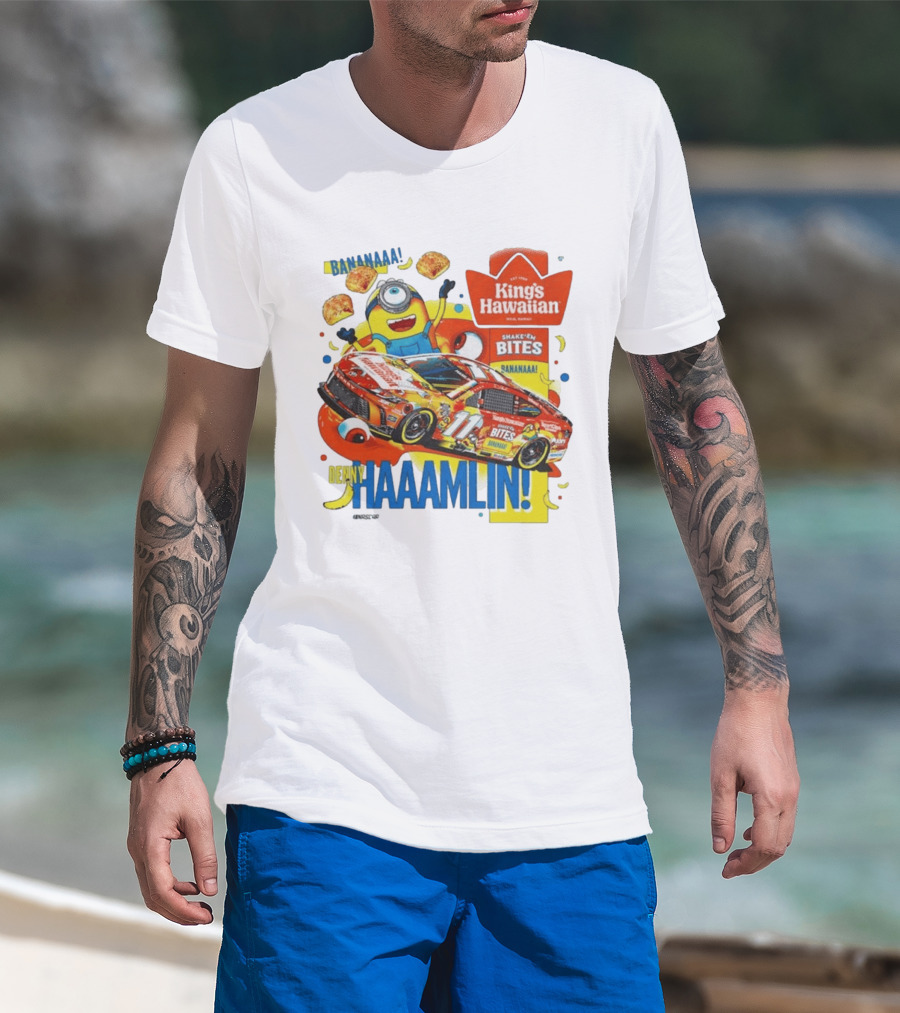 Minions Bananaa With Denny Hamlin King's Hawaiian Shake 'n Bites Racing 2026 T-Shirt