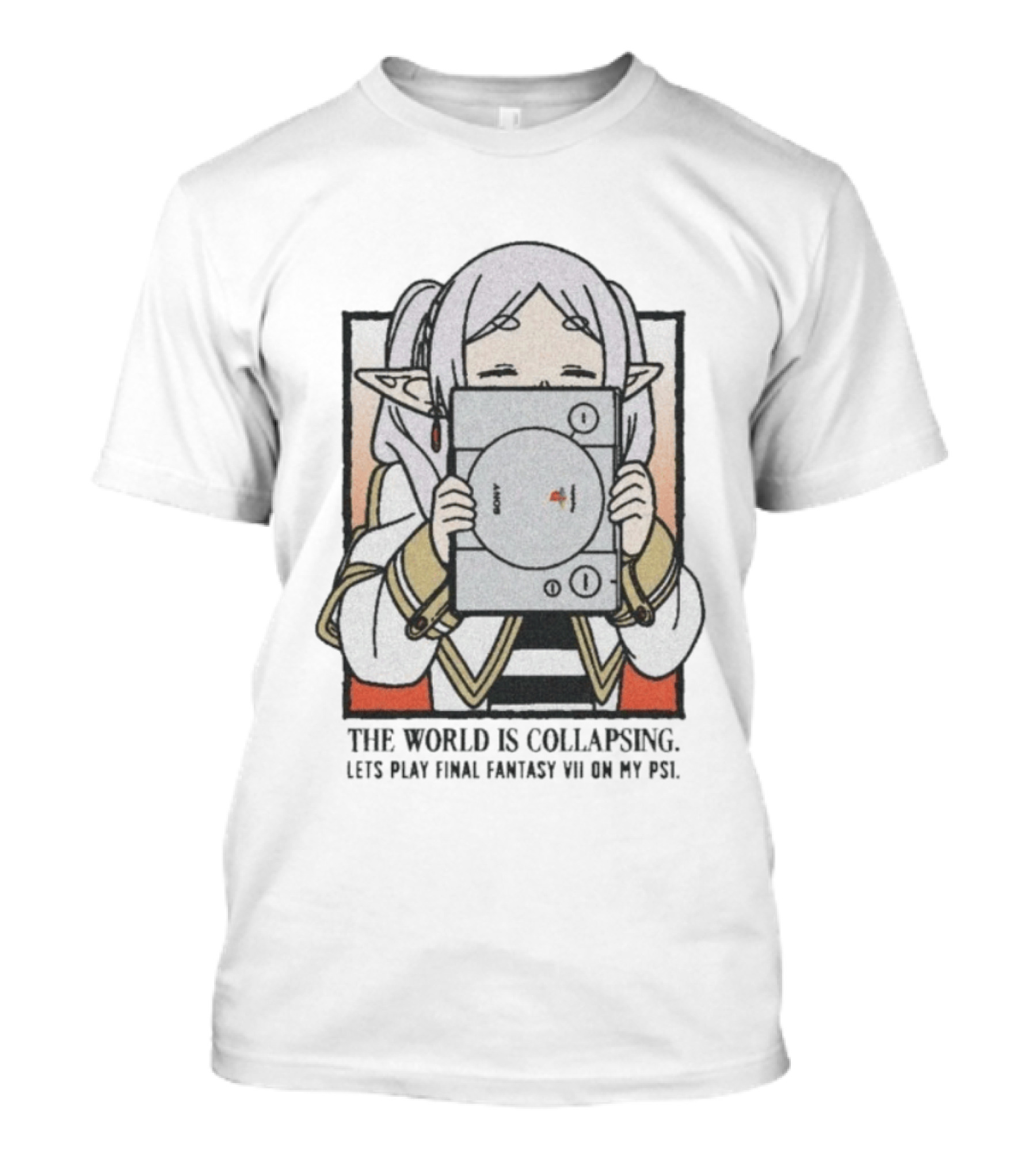 The World Is Collapsing Lets Play Final Fantasy VII On My PS1 Frieren Fantasy Gaming Nostalgia T-Shirt