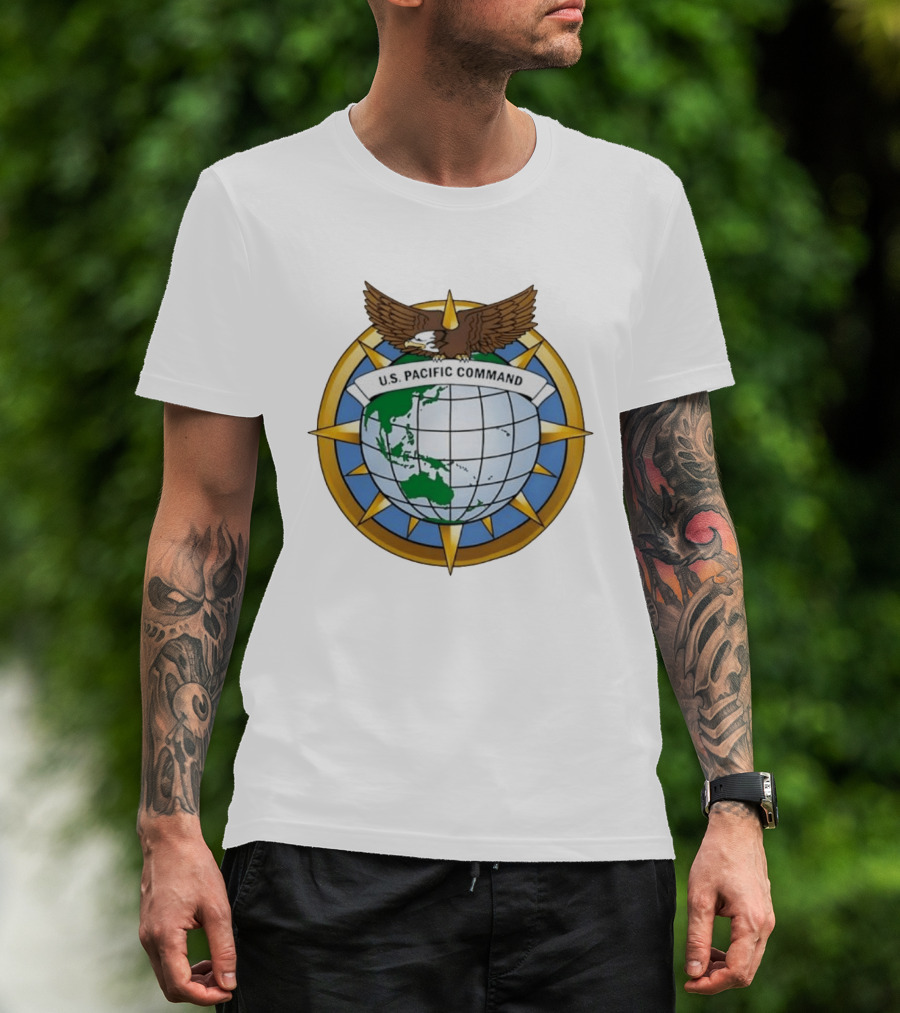 U.S. Pacific Command Eagle Emblem Indo Pacific Map T-Shirt