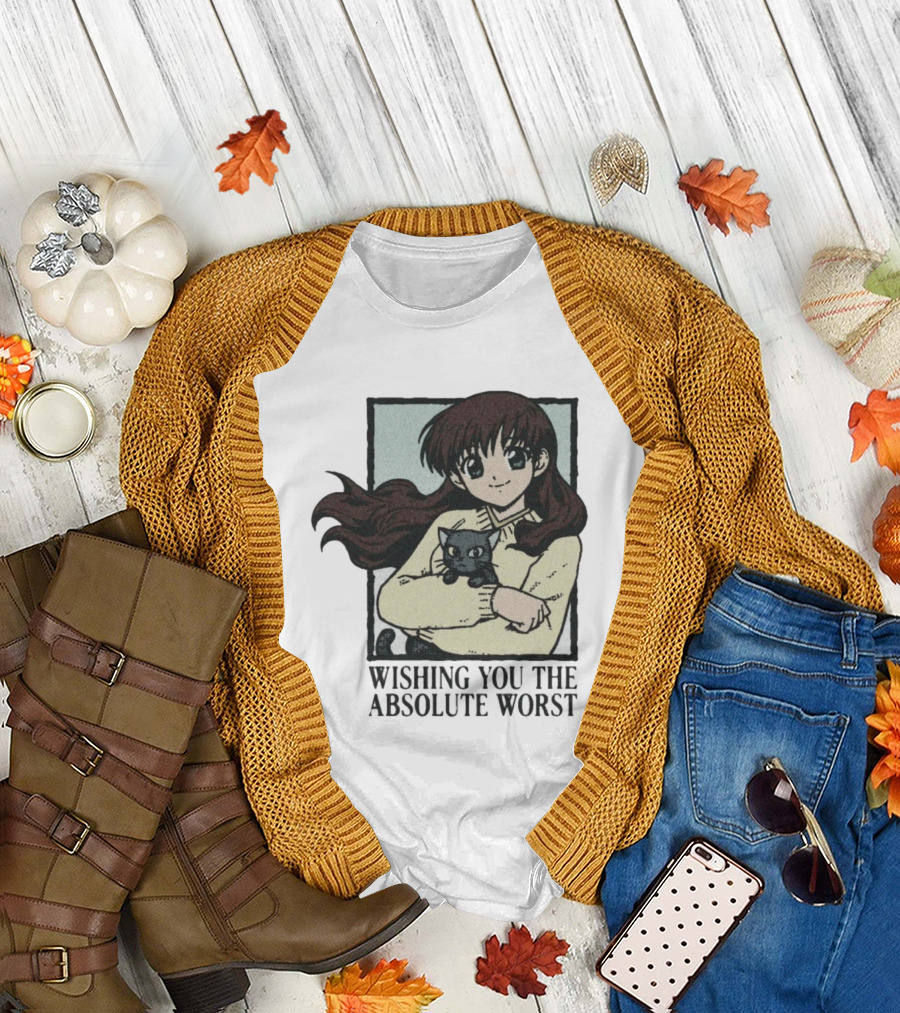 Wishing You the Absolute Worst Anime Girl Cat Scene T-Shirt
