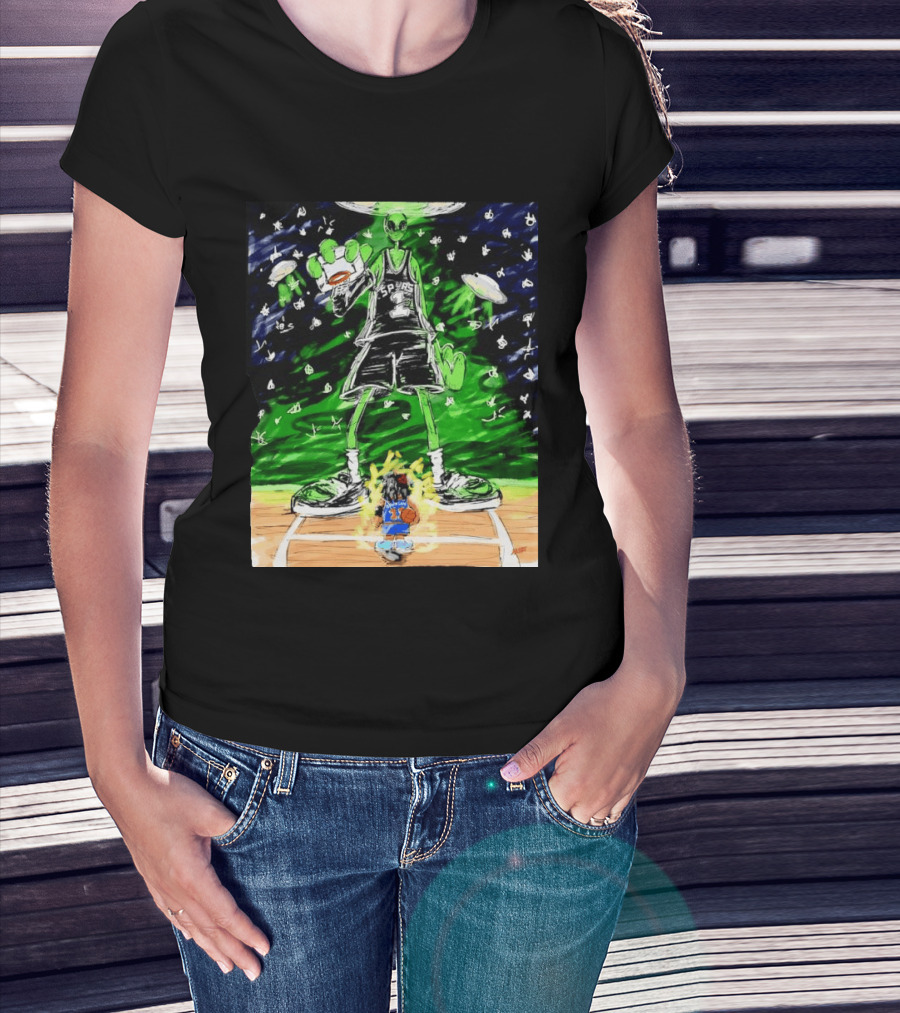 Victor Wembanyama Alien San Antonio Spurs Vs Jalen Brunson New York Knicks NBA Showdown T-Shirt