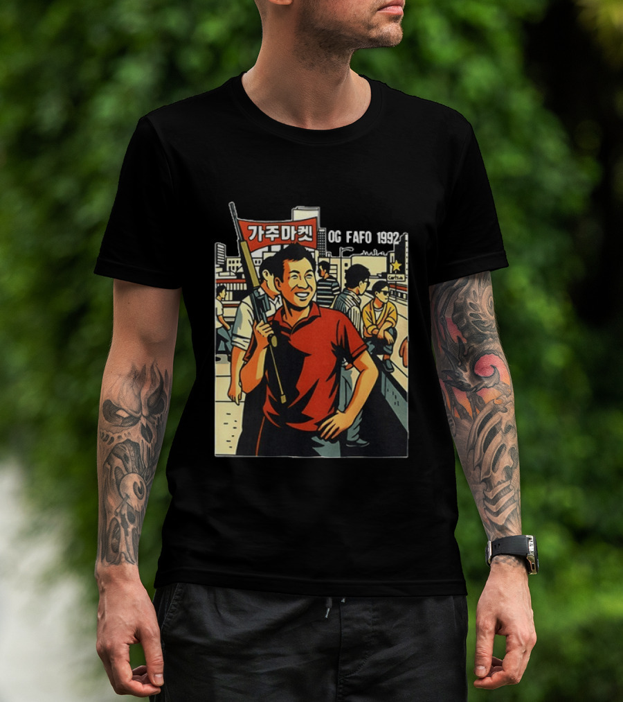 LA Riots 1992 Roof Korean Veterans Og Fafo T-Shirt