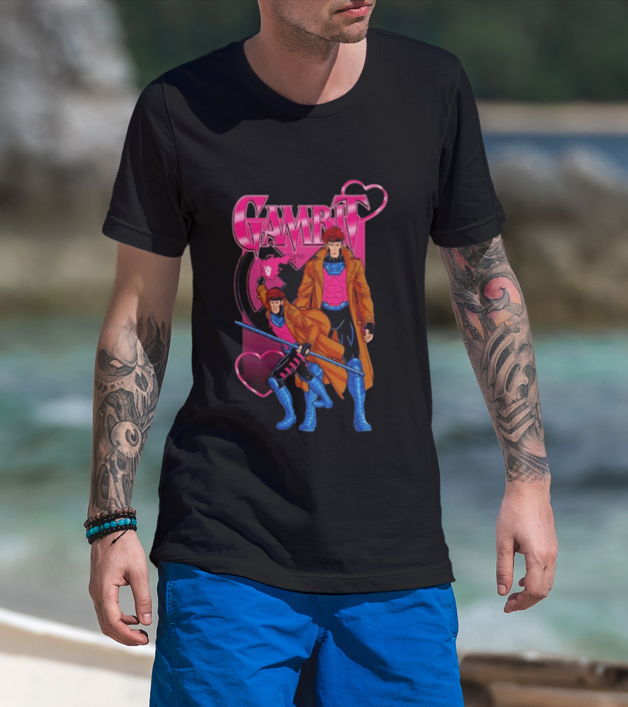 Gambit X Men Marvel Comics Character Playing Cards Hearts And Staff T-Shirt