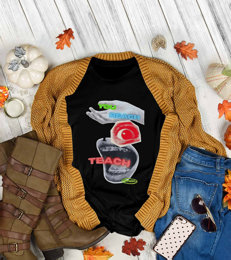 Geiger You Reach I Teach Hand Eye Mouth Collage T-Shirt