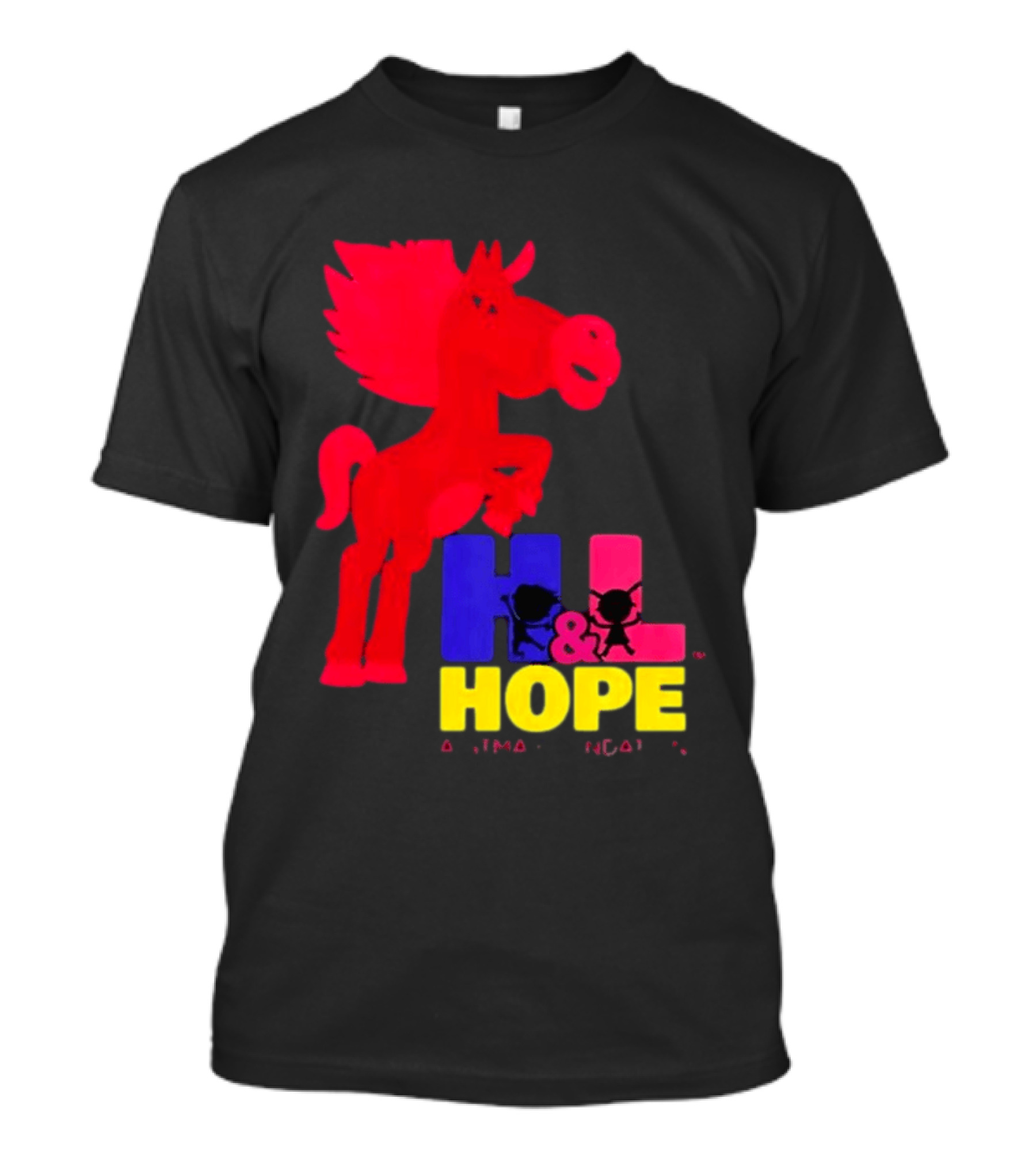 HL Hope GTMA Foundation Red Horse And Colorful Letters T-Shirt