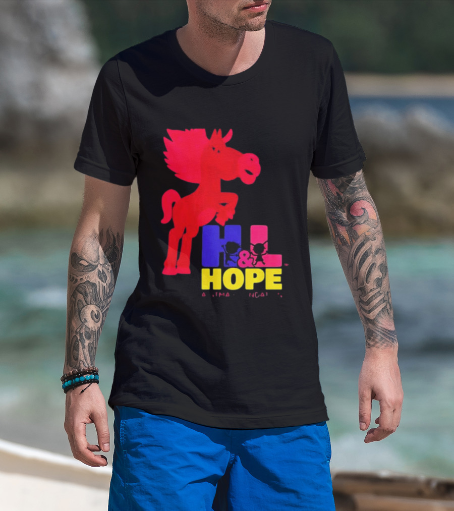 HL Hope GTMA Foundation Red Horse And Colorful Letters T-Shirt