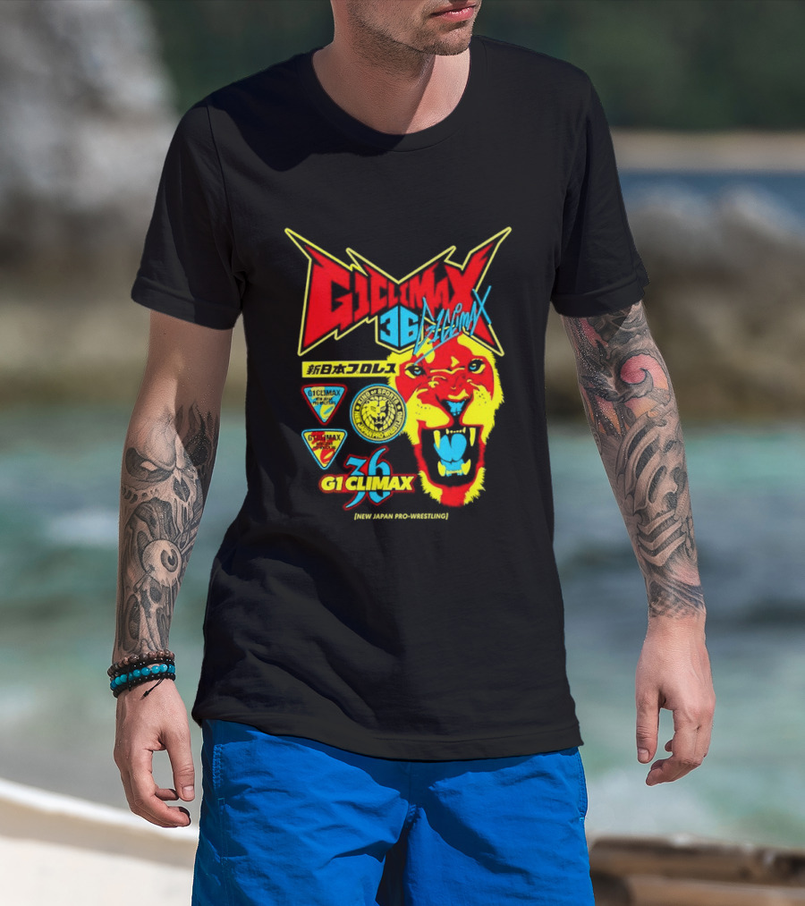 New Japan Pro Wrestling G1 Climax 36 Lion Mark King Of Sports Retro Wrestling T-Shirt