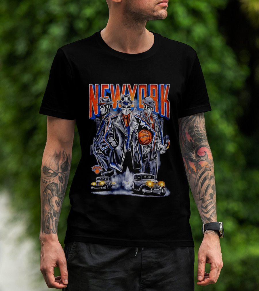 New York Gangster Skeletons Knicks Basketball Mobster T-Shirt